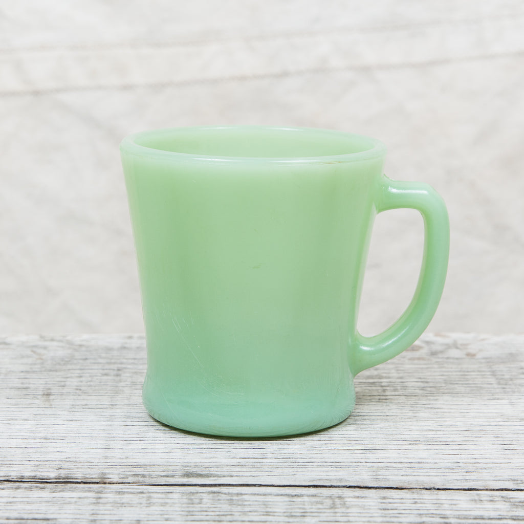 Vintage Mid Century Small Glass Kitchenware Jadeite Green Cup And