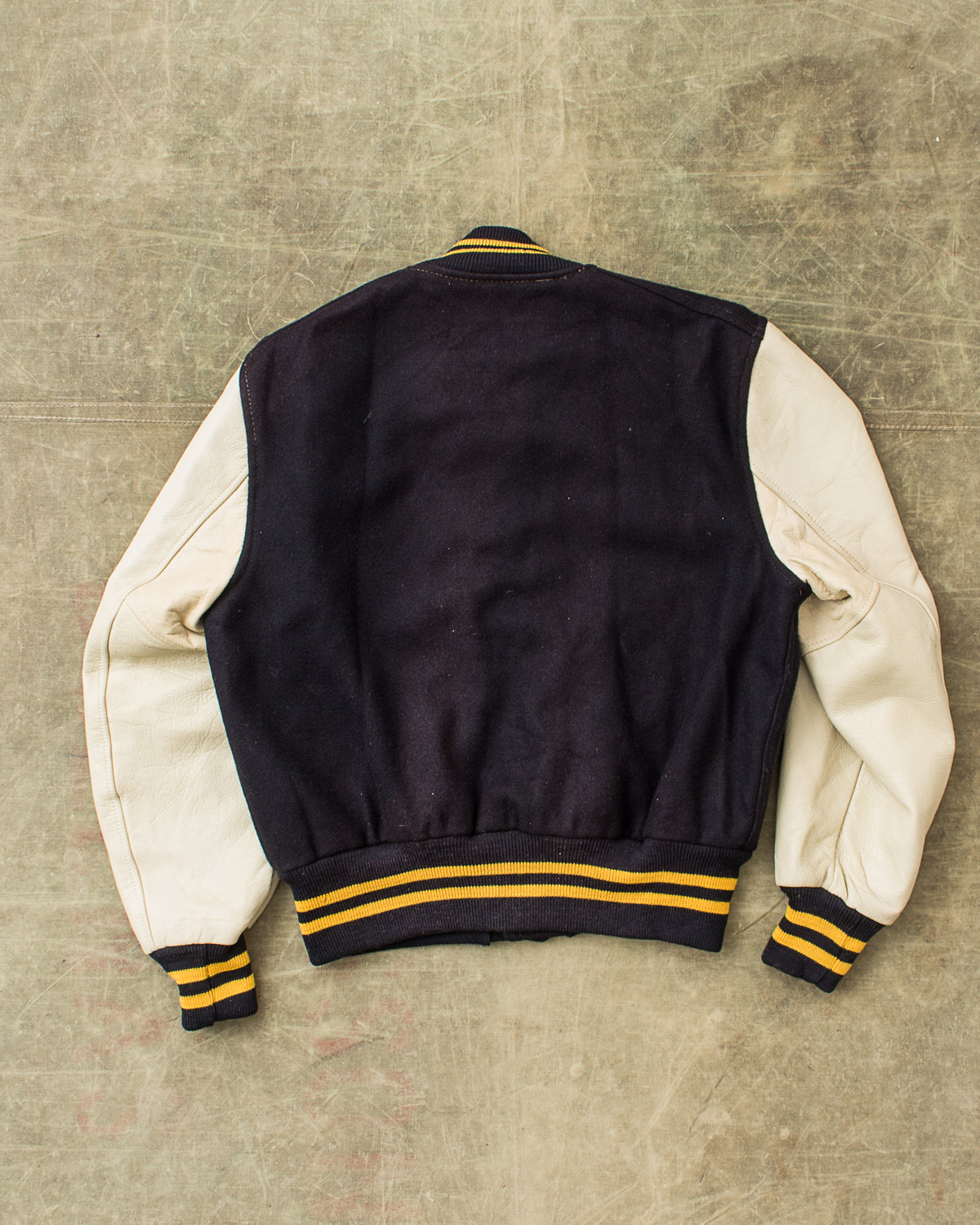 Vintage Made In USA Whiting Leather Sleeves Varsity Jacket Size 46