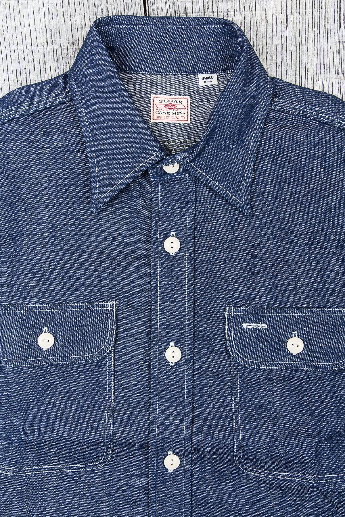 Sugar Cane & Co. Blue Denim Work Shirt SC27852