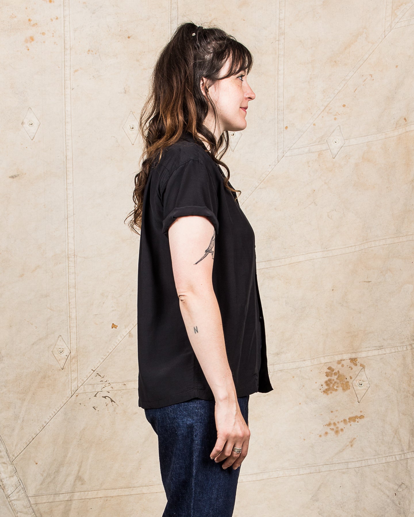 Style Eyes SE39455 Short Sleeve Rayon Bowling Shirt Black