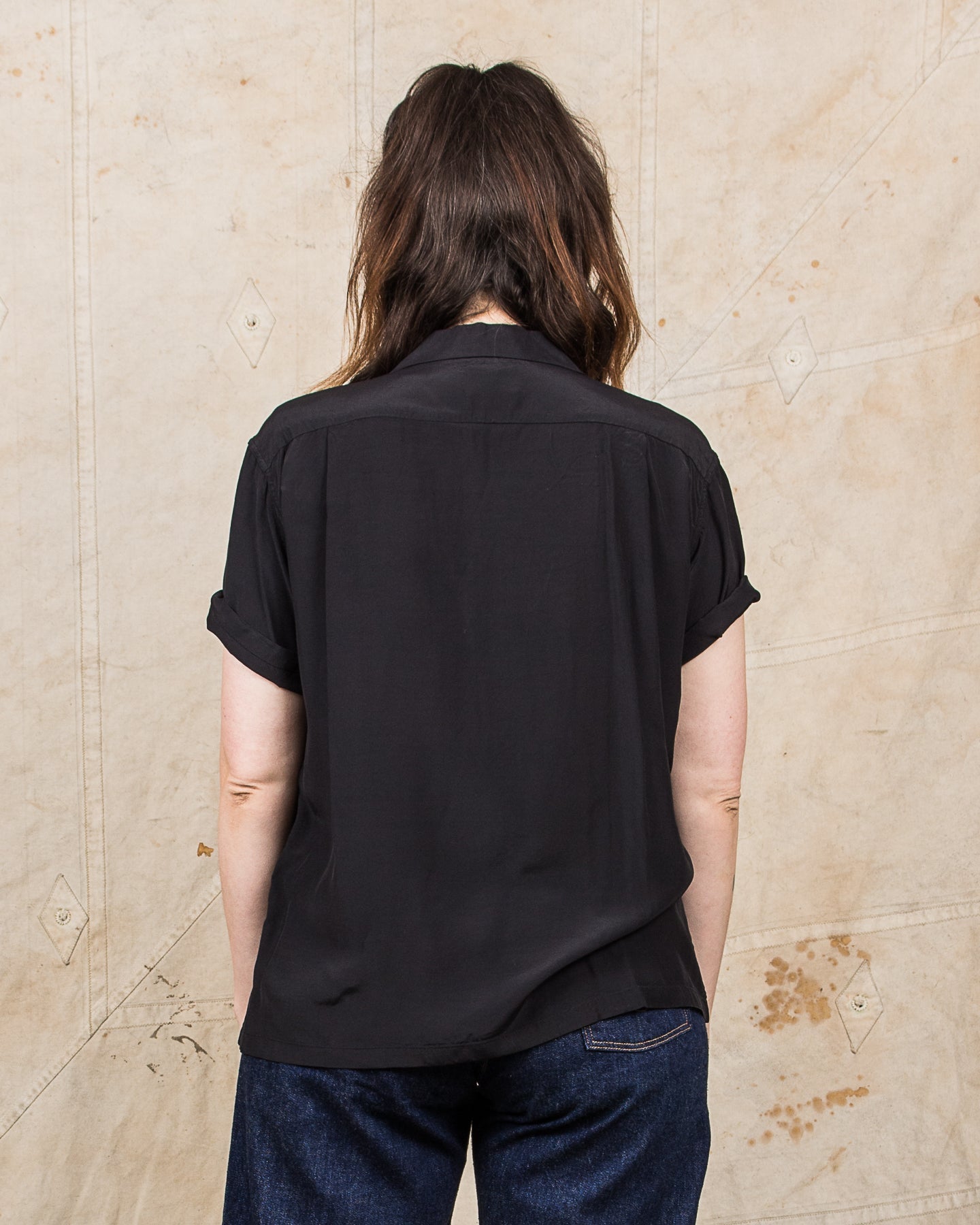 Style Eyes SE39455 Short Sleeve Rayon Bowling Shirt Black