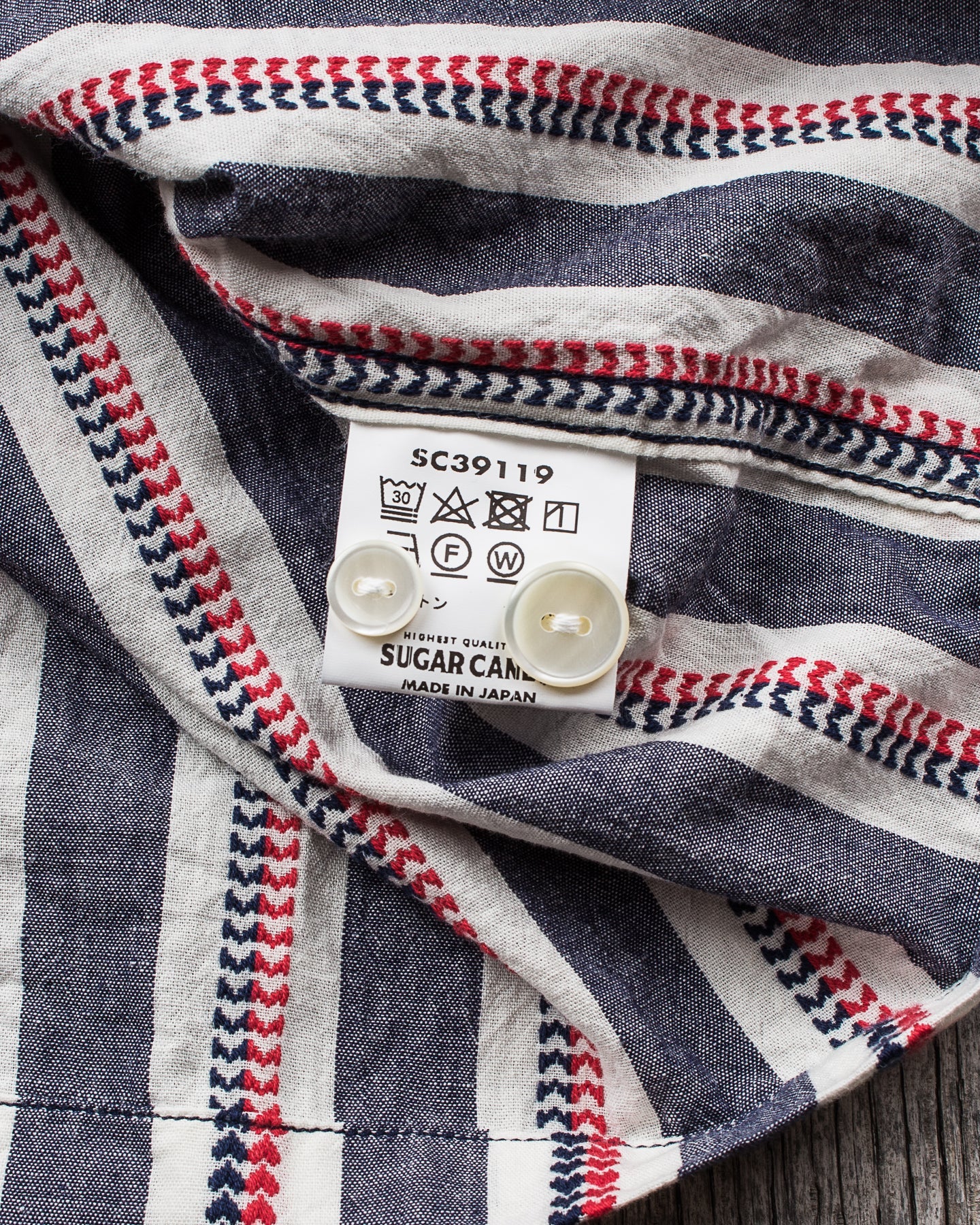 Sugar Cane & Co SC39119 Short Sleeve Heart Stripe Open Shirt Navy