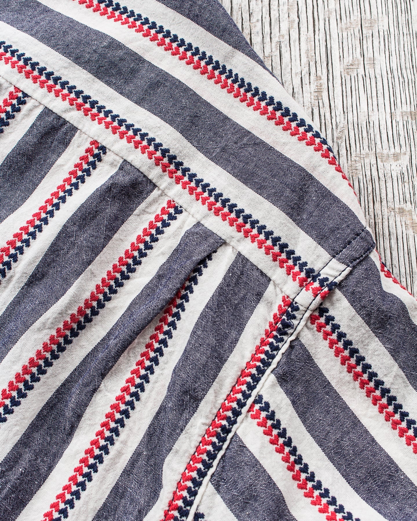 Sugar Cane & Co SC39119 Short Sleeve Heart Stripe Open Shirt Navy