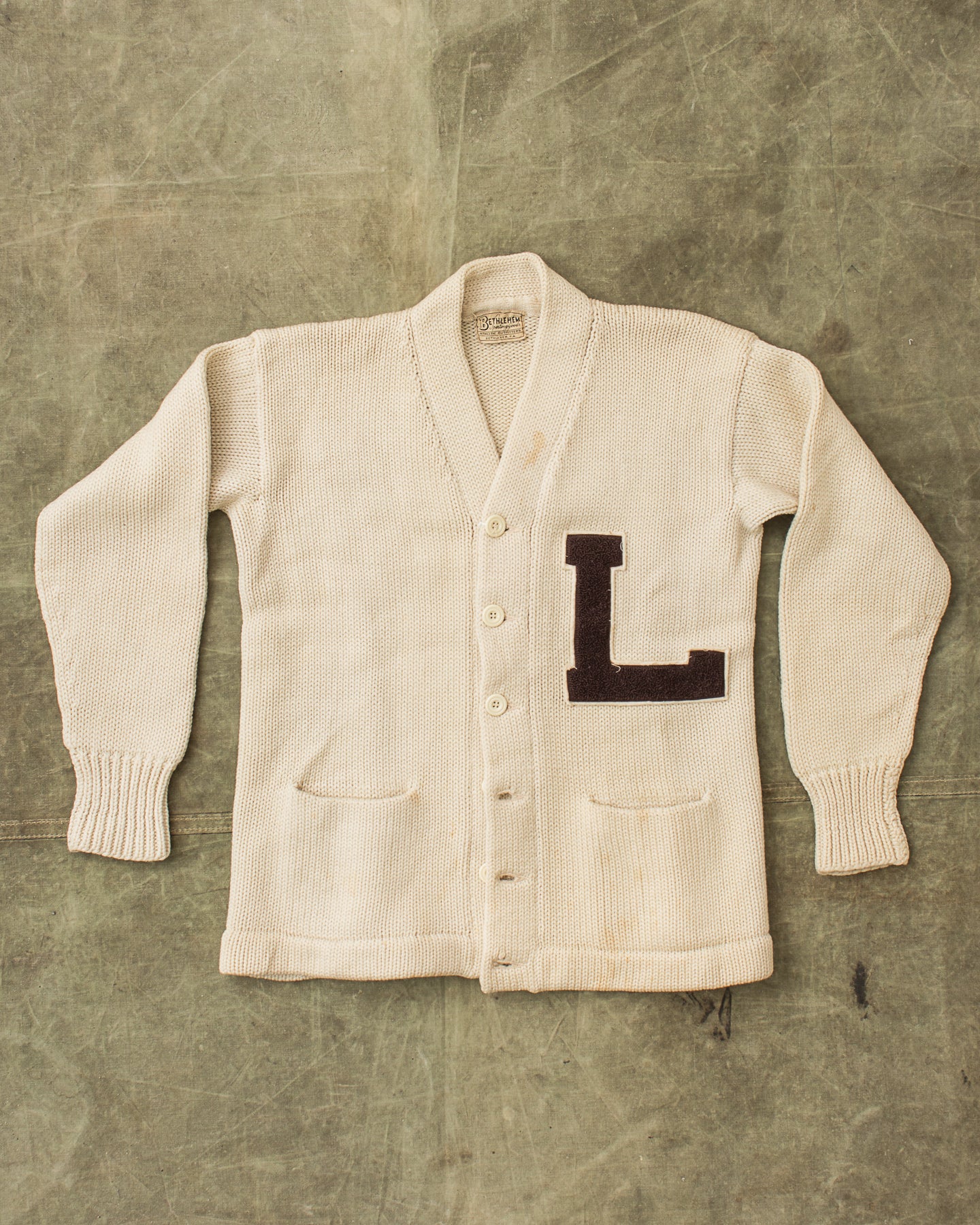 Vintage 50´s Bethlehem Sporting Goods Knitted Letterman Wool Cardigan