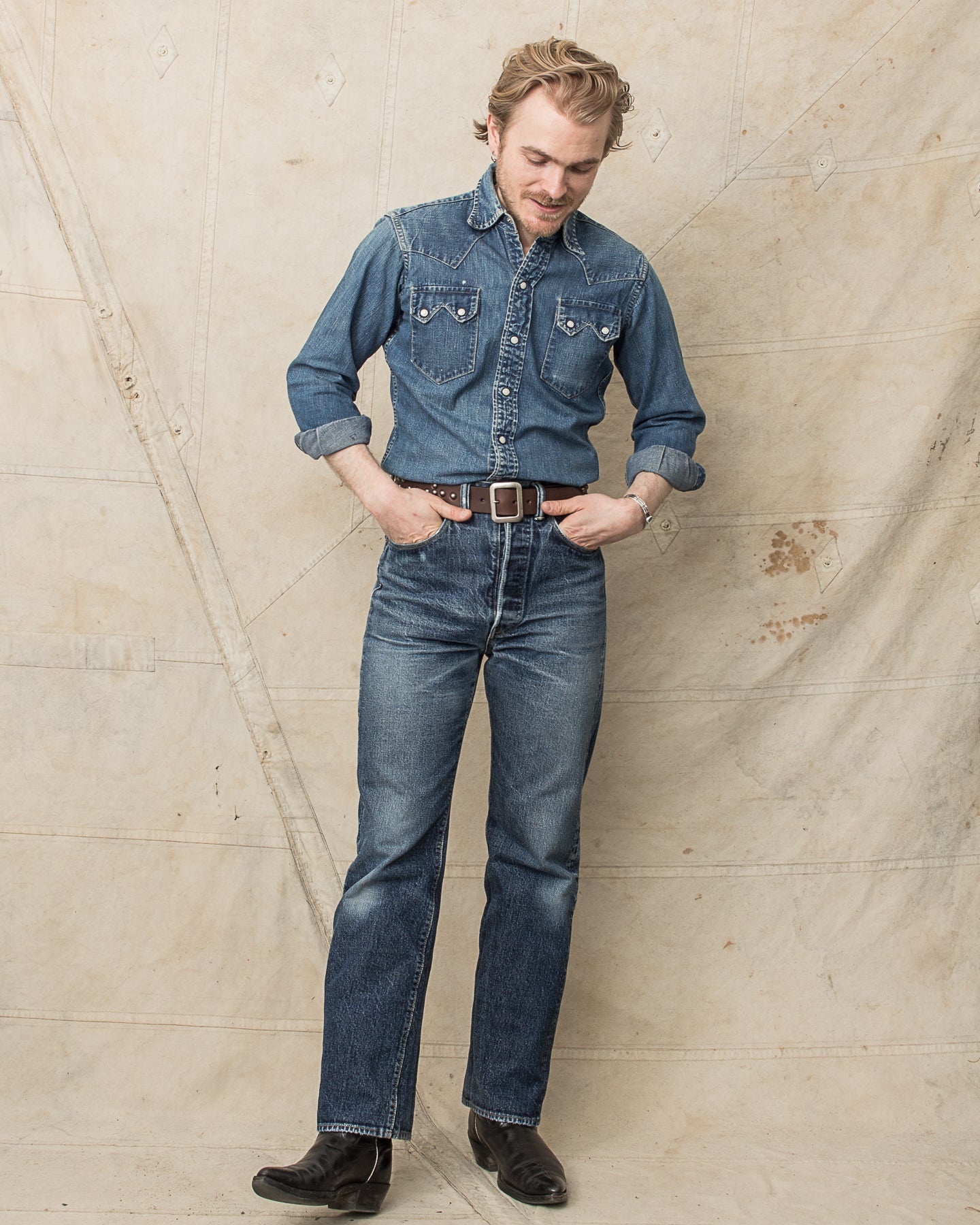 Sugar Cane & Co. Brown Studded Leather Belt SC02322