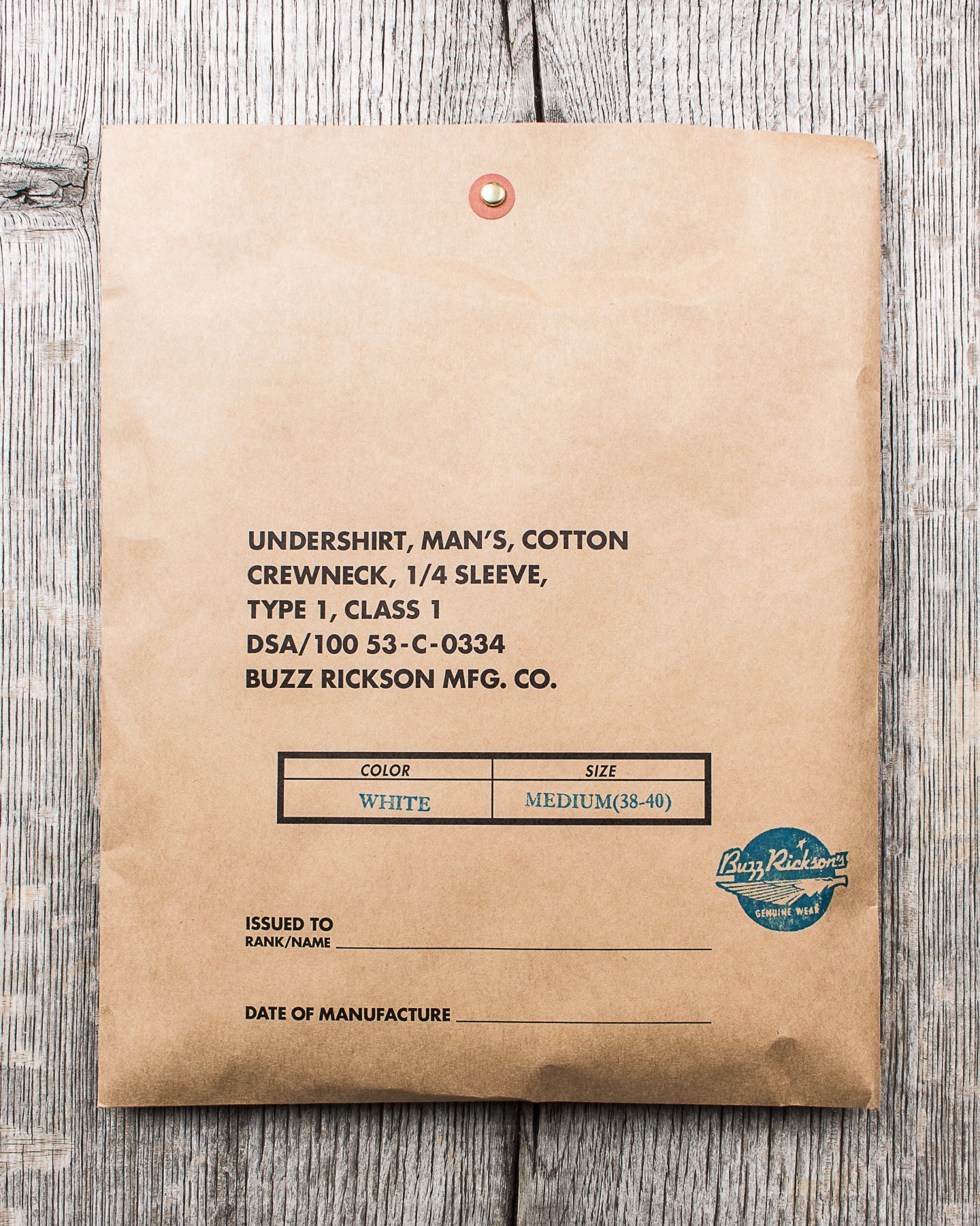 Buzz Rickson's BR78960 Package T-Shirt Government Issue White