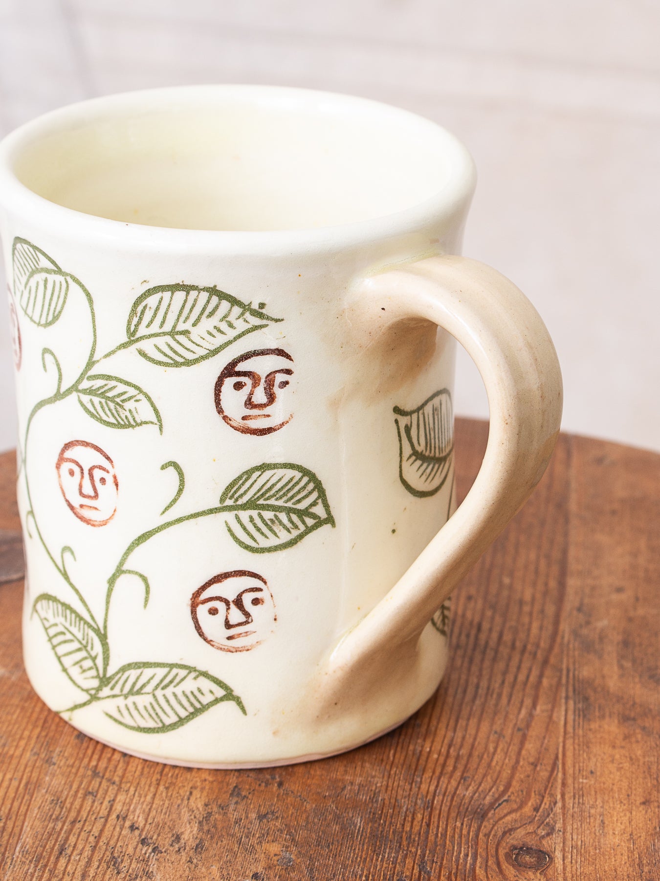 Tender Hand Thrown Coffee Mug Vines Glaze