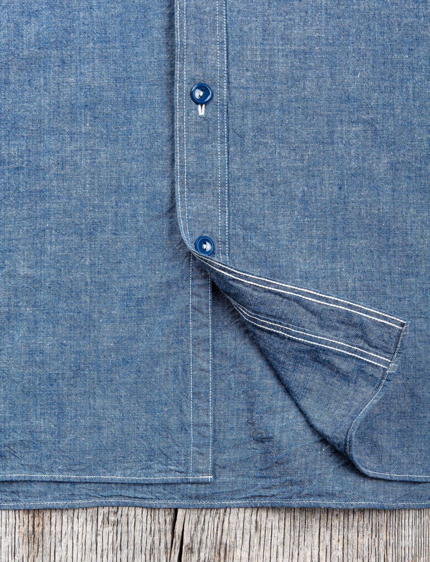 Buzz Rickson's USN Short Sleeve Chambray Shirt Blue BR35856