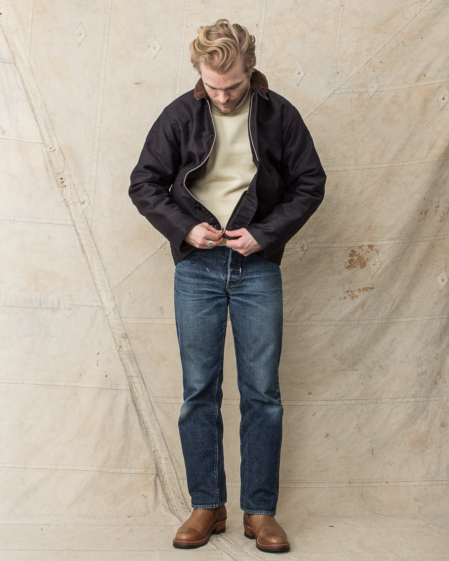 Buzz Rickson's Type N-1 Deck Jacket Navy Demotex BR15340