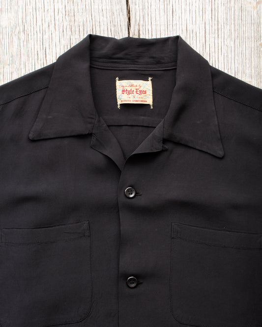 Style Eyes SE29660 Long Sleeved Rayon Bowling Shirt Black