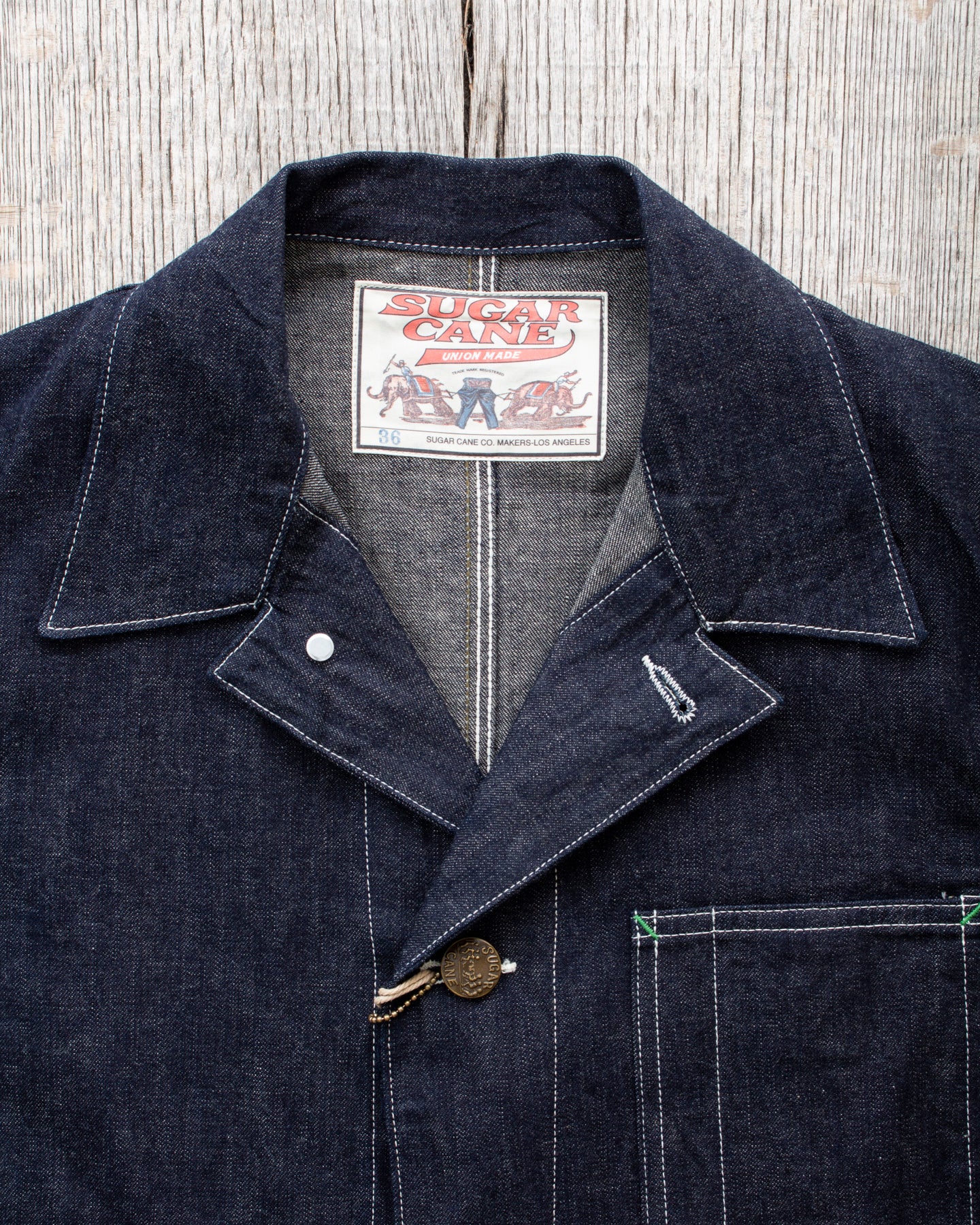 Sugar Cane & Co. Fiction Romance 11oz. Blue Denim 1920's Work Coat SC15503