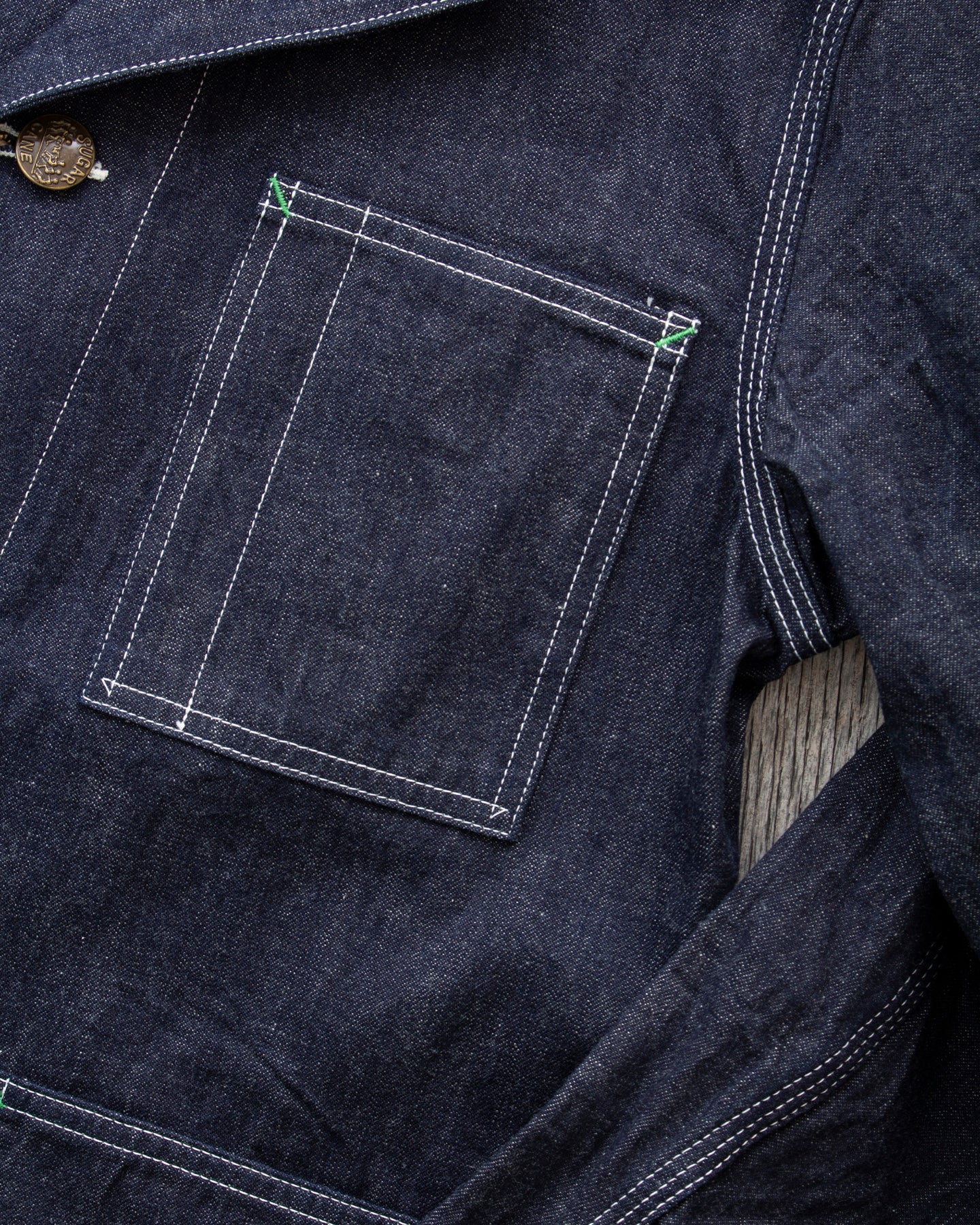 Sugar Cane & Co. Fiction Romance 11oz. Blue Denim 1920's Work Coat SC15503