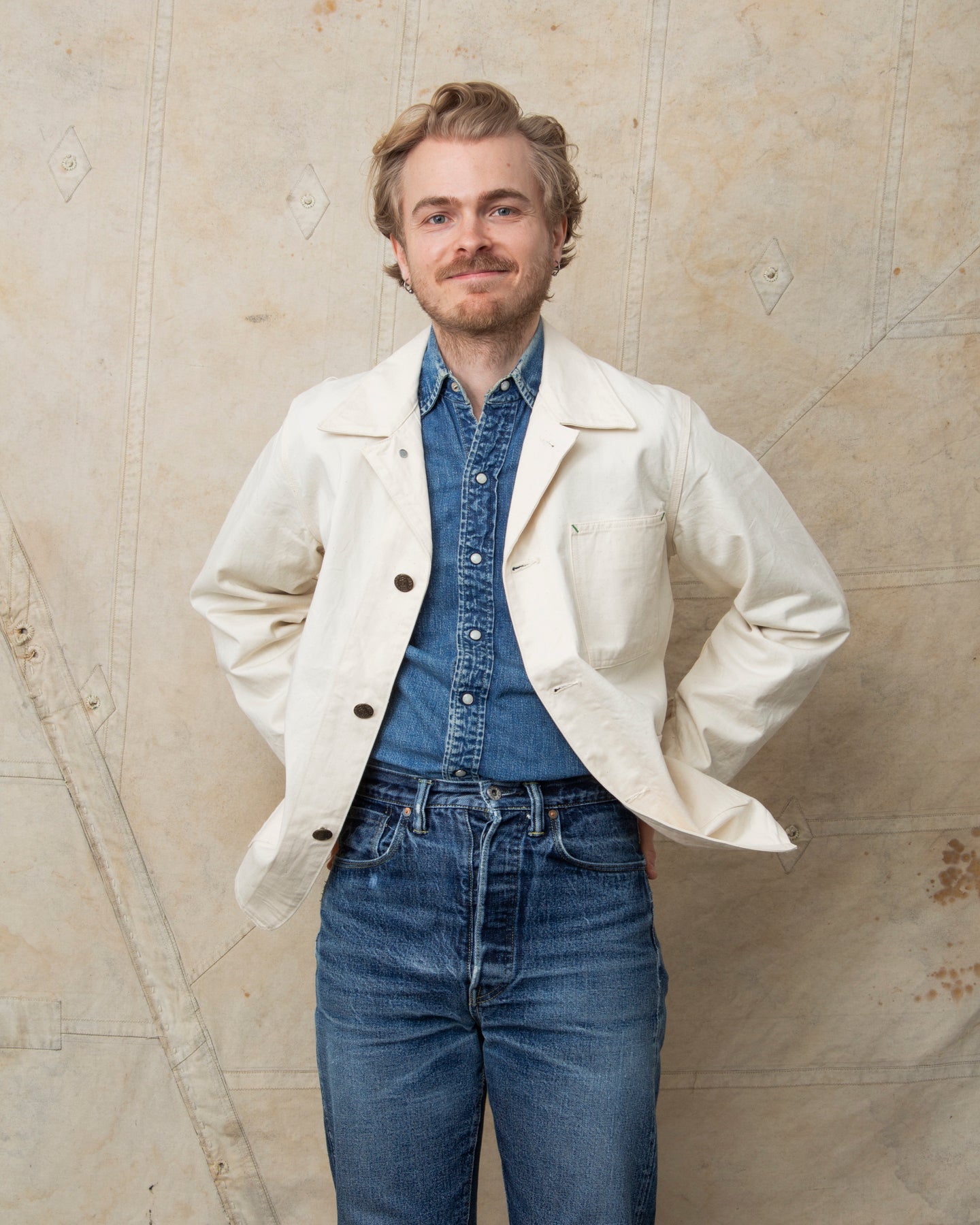 Sugar Cane & Co. Fiction Romance 9oz White Boat Sail Drill 1920's Work Coat SC15504
