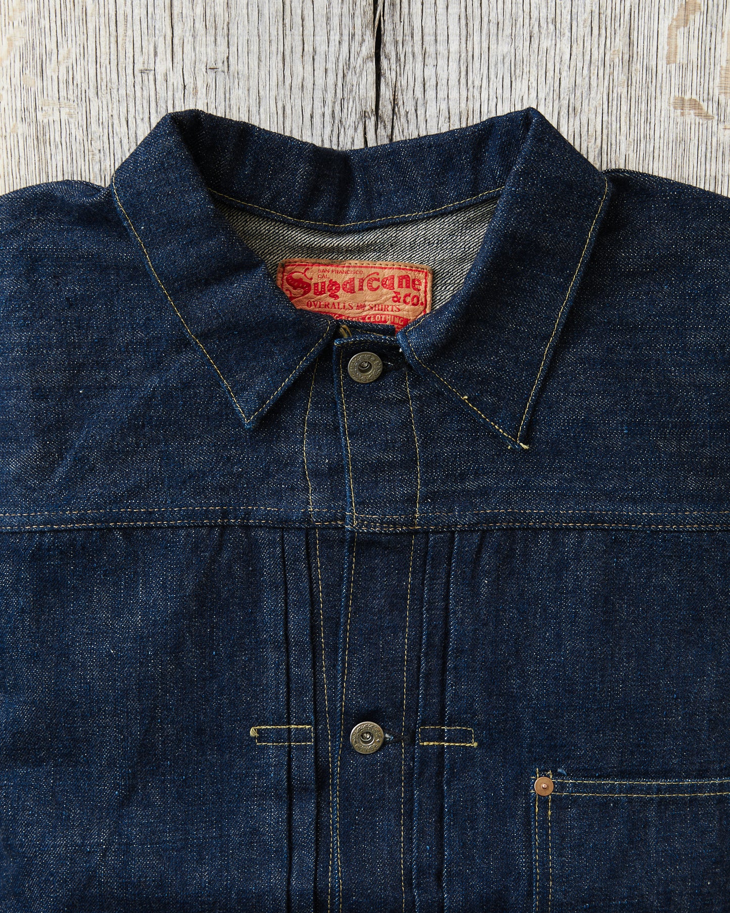 Sugar Cane & Co. SC19010 Super "Denim" Collectibles #10, 14oz Blue Denim Blouse “S1945” Model One Wash