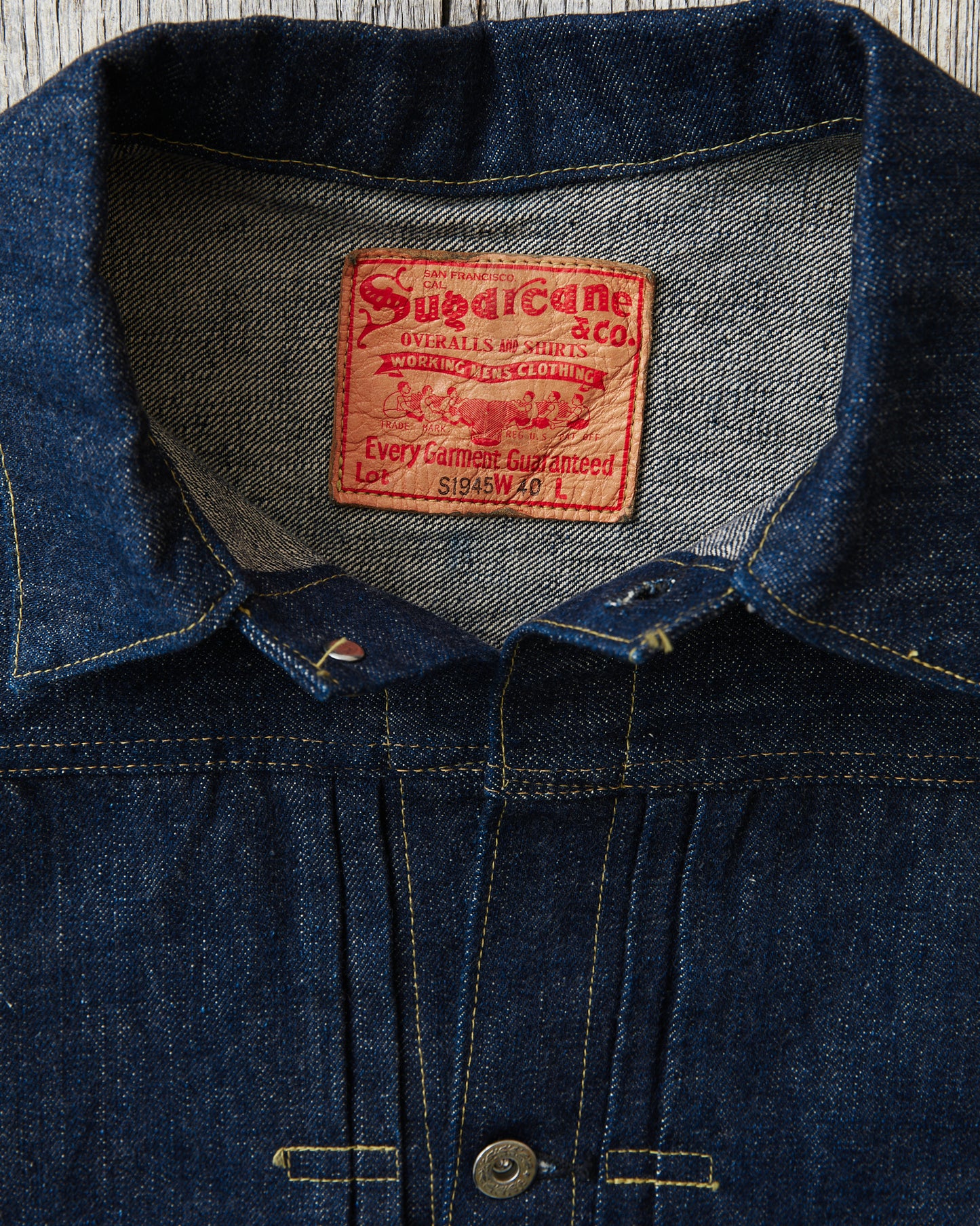 Sugar Cane & Co. SC19010 Super "Denim" Collectibles #10, 14oz Blue Denim Blouse “S1945” Model One Wash
