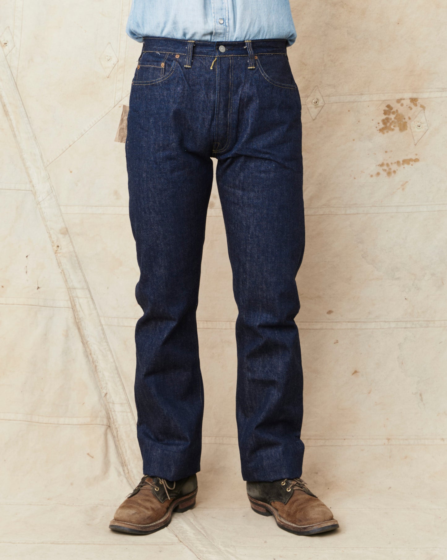 Sugar Cane & Co. SC49001 Super "Denim" Collectibles #01 Blue Denim Waist Overalls “S1945” Model One Wash