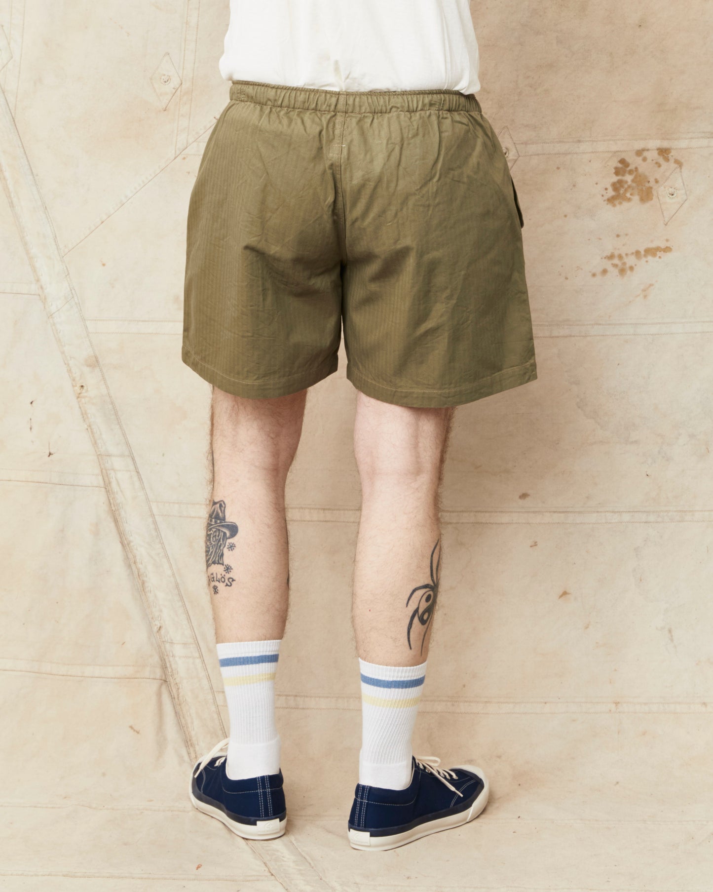 Papa Nui Cap Co. Atoll Beach Trunks Cotton HBT Twill Olive