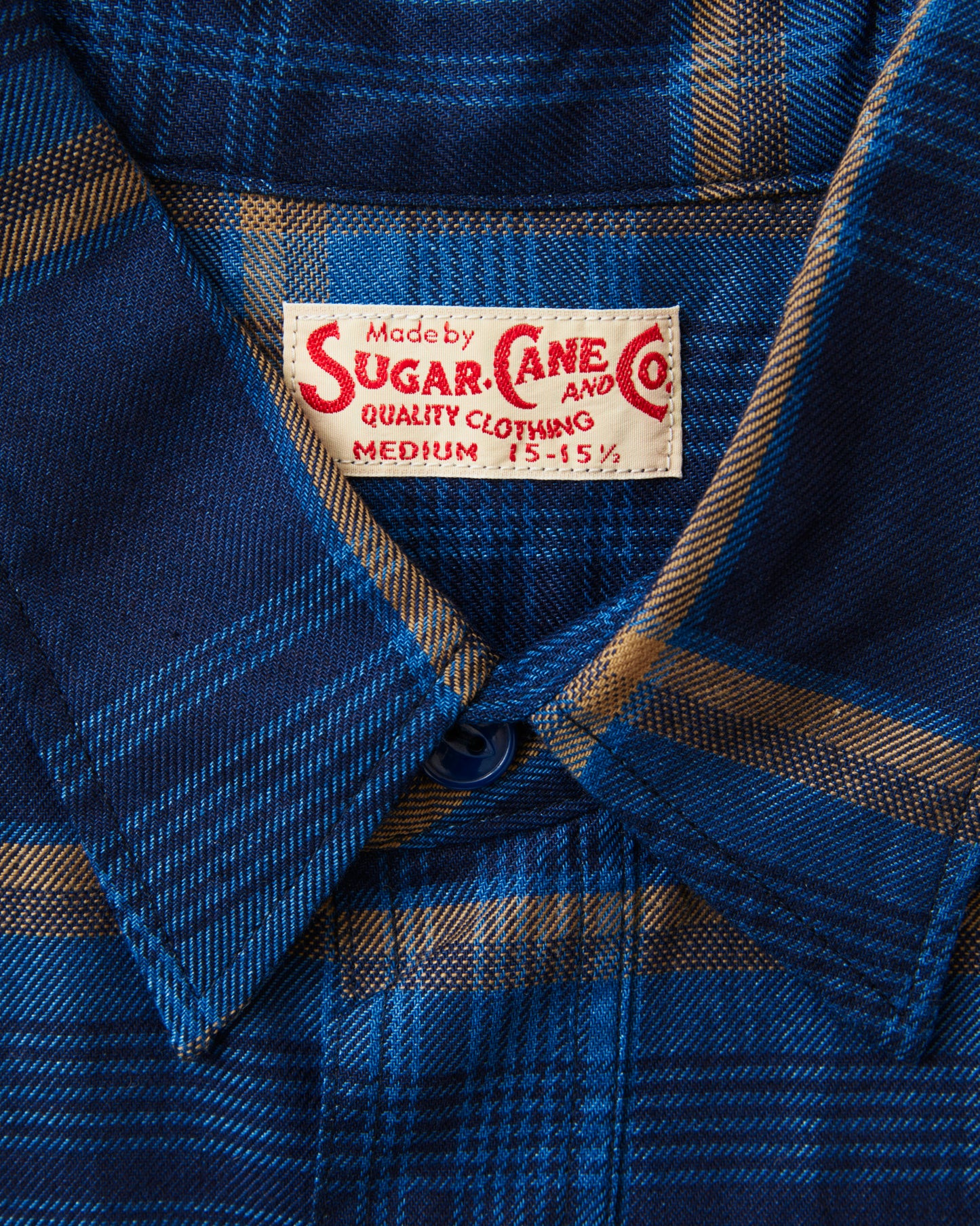 Sugar Cane & Co SC39518 Short Sleeve Indigo Check Work Shirt