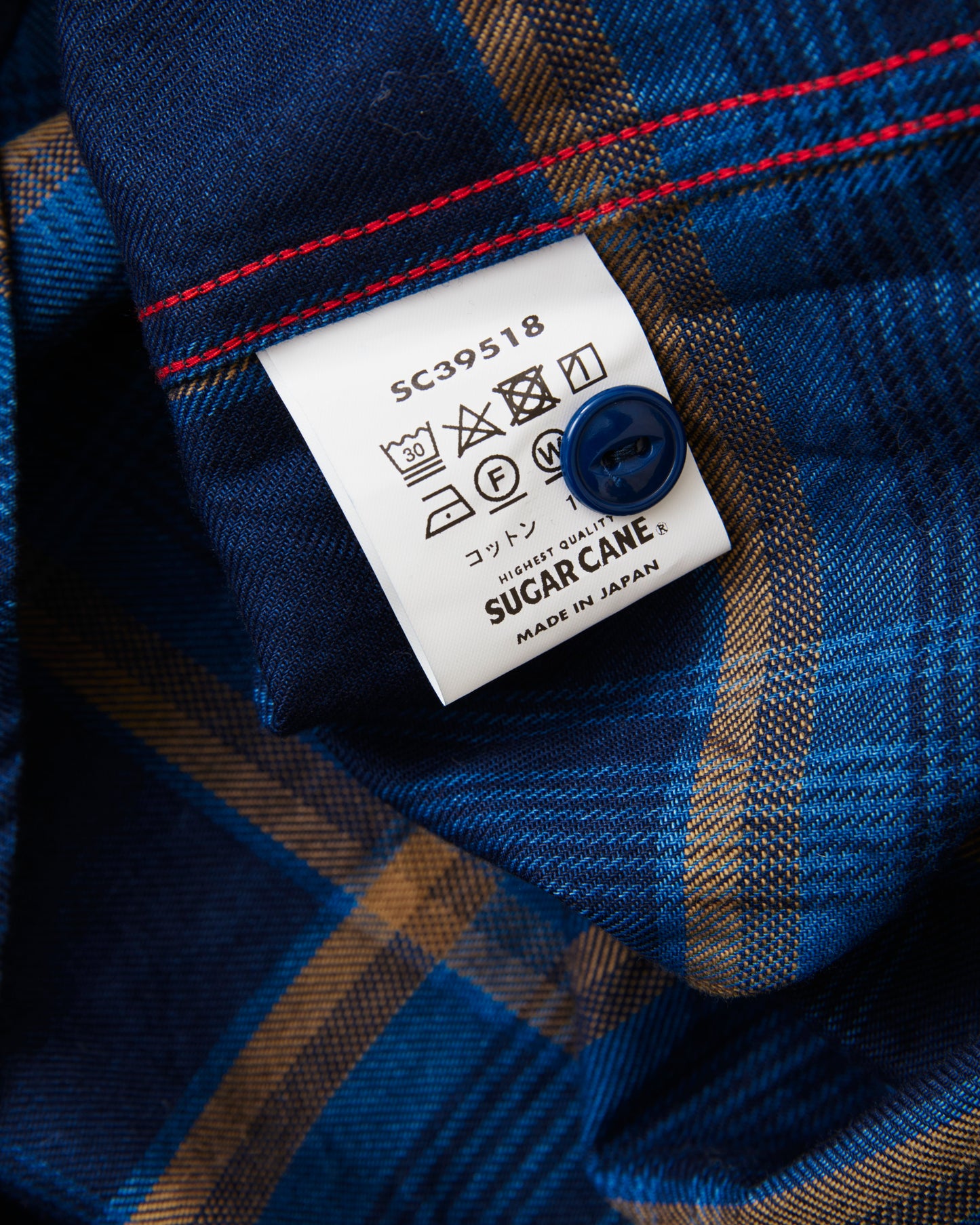 Sugar Cane & Co SC39518 Short Sleeve Indigo Check Work Shirt