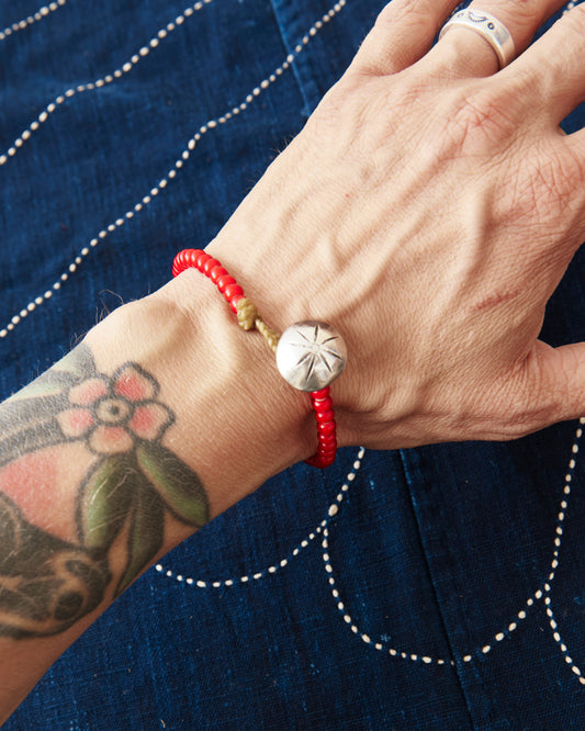 Tenable Crafts TC007 Red White Heart Trade Beads Bracelet