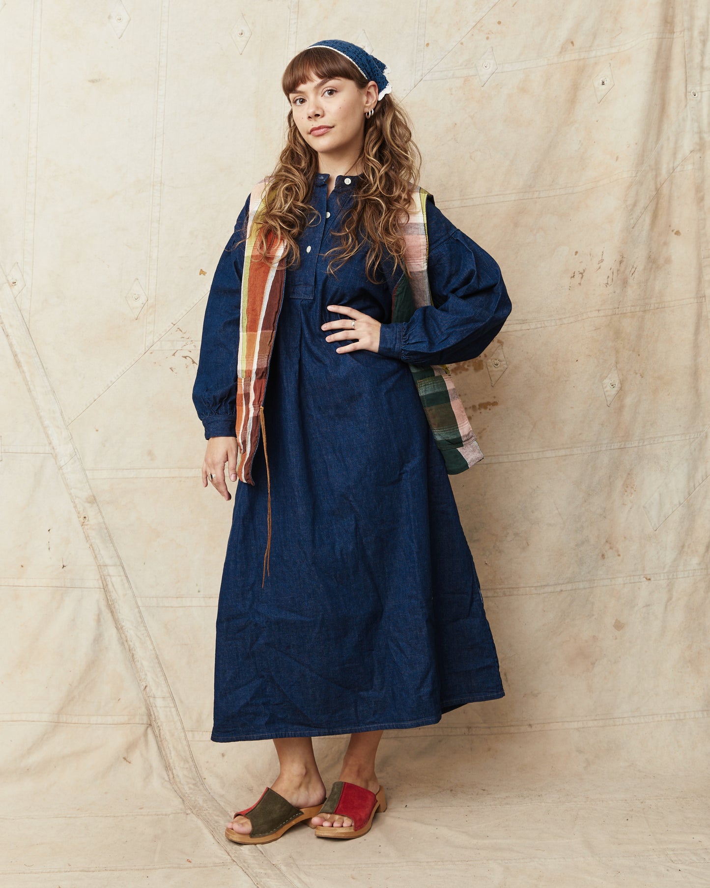 OrSlow 9539 Women's Denim Pull Over Dress Indigo