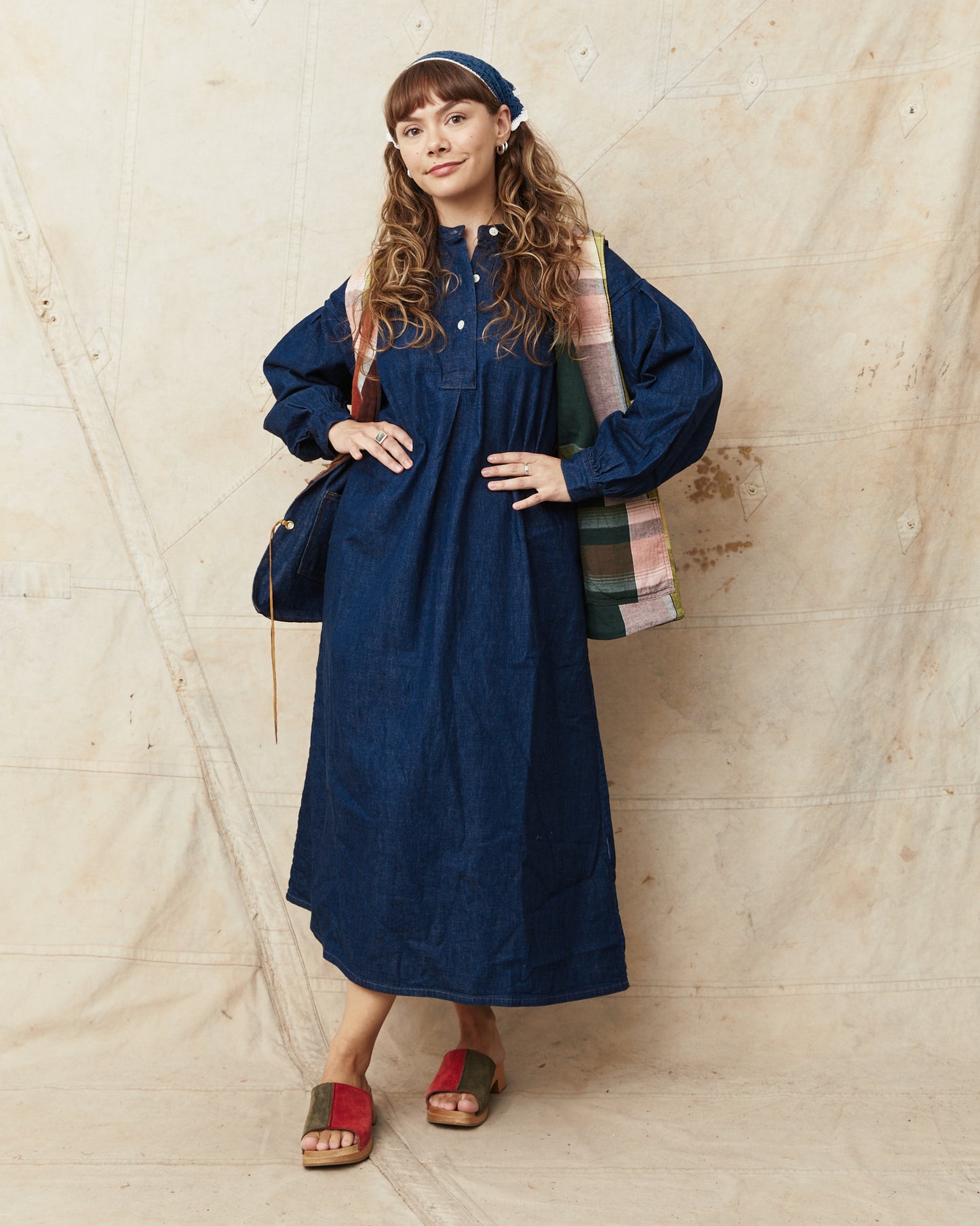 OrSlow 9539 Women's Denim Pull Over Dress Indigo
