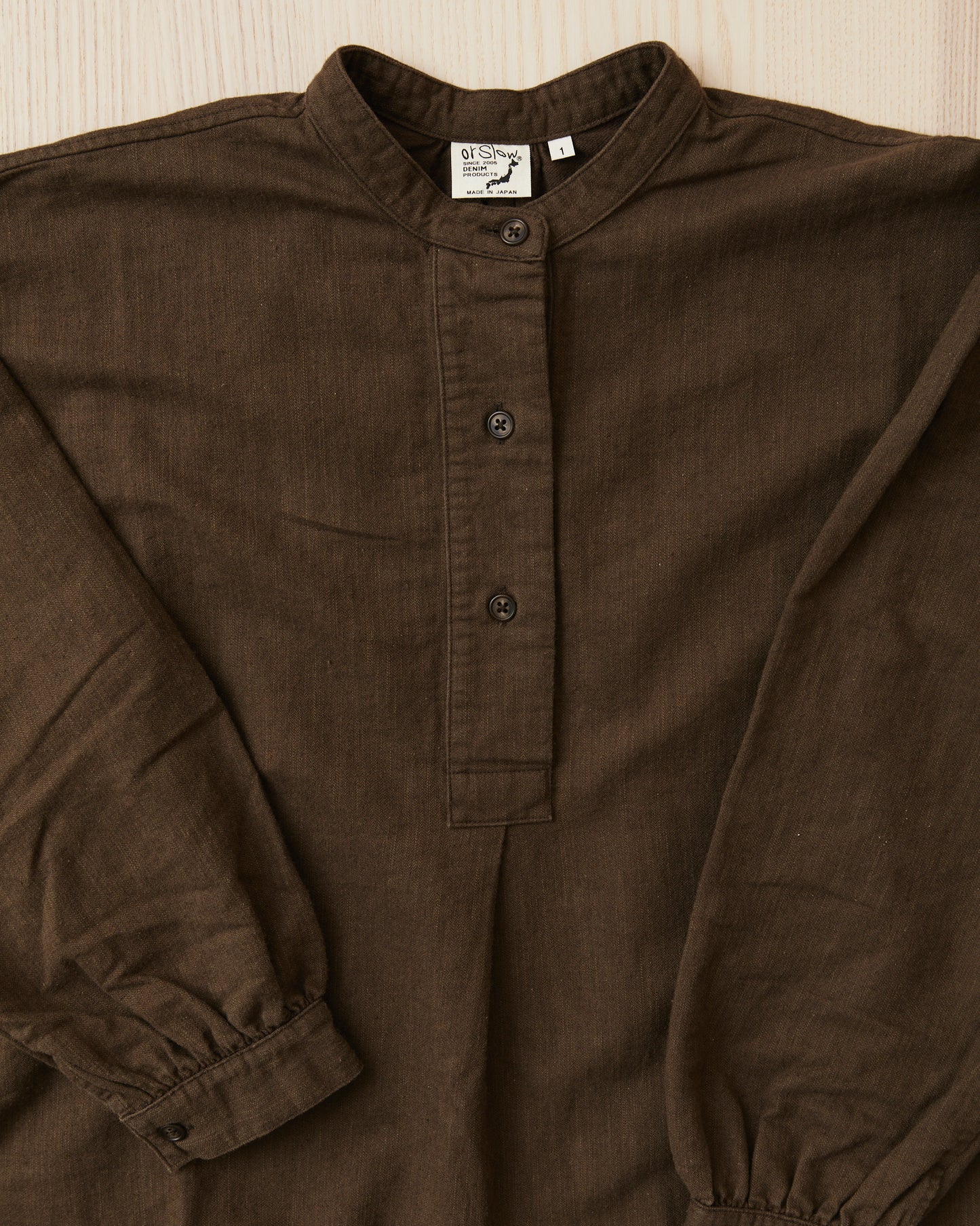 OrSlow 9539 Cotton / Linen Pullover Dress Coffee Brown