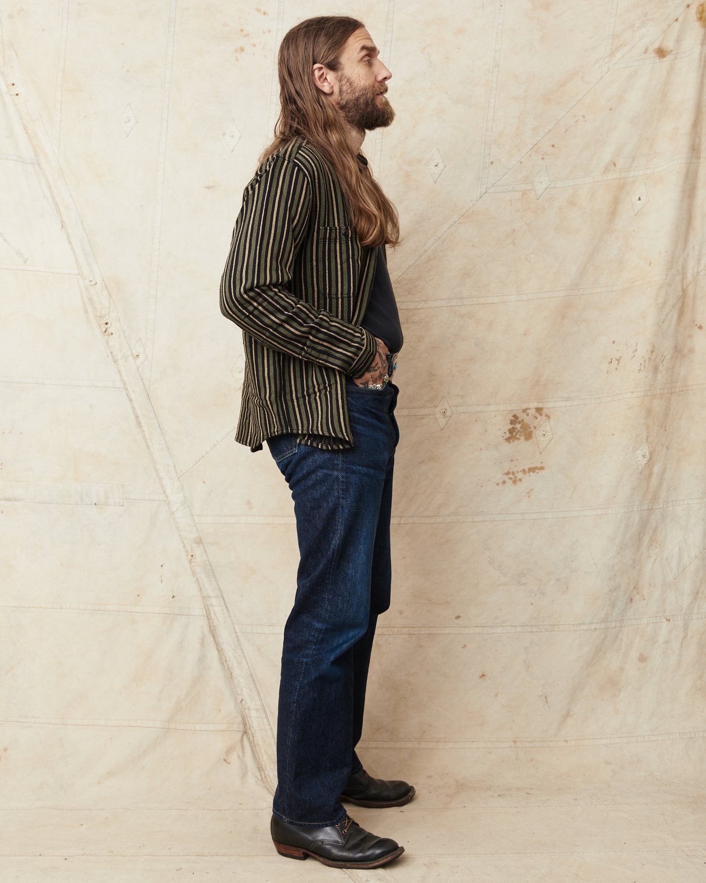 Indigofera McAllen Flannel Work Shirt Black/Beige/Grey