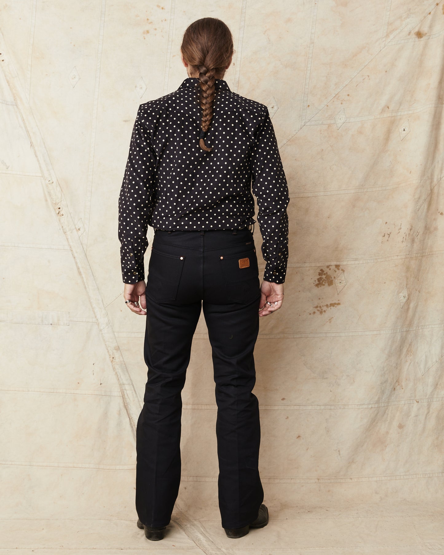 Indigofera Ike Corduroy Polkadot Black Shirt
