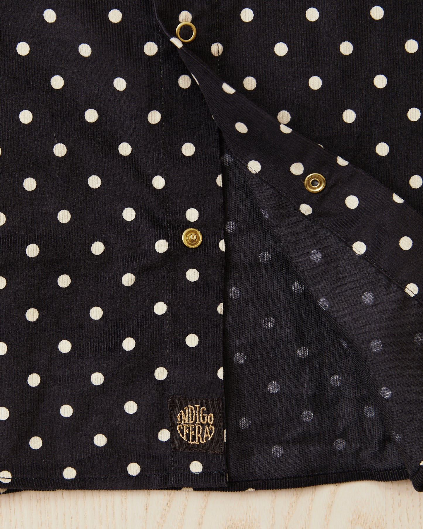 Indigofera Ike Corduroy Polkadot Black Shirt