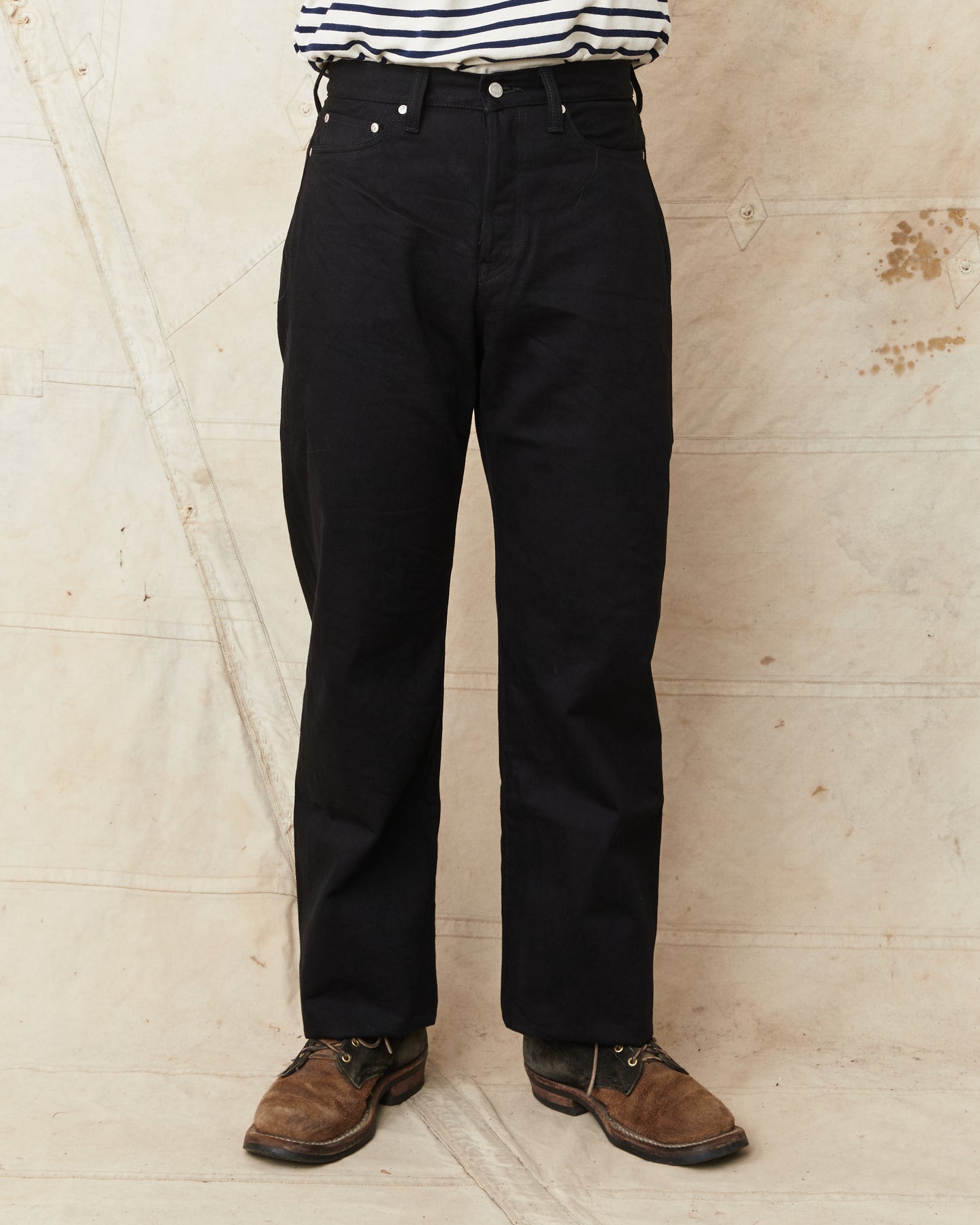 Momotaro MMJE6500 #400 Wide Kyotomontsuki Dyed Jeans Black One Wash