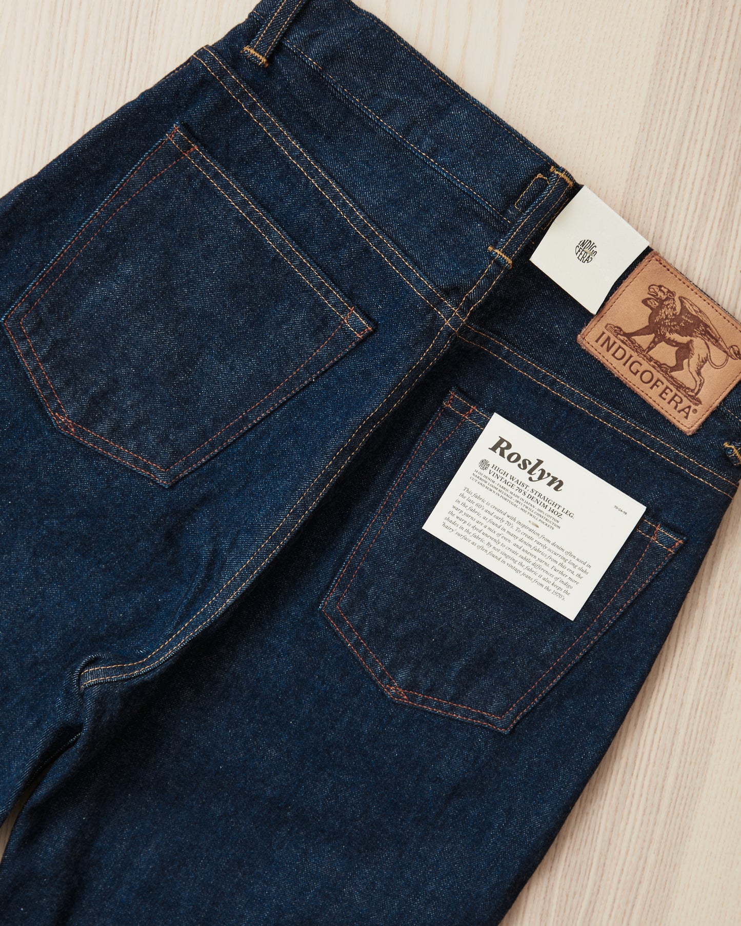 Indigofera Roslyn Women's Jeans Vintage 70's Selvage Denim Rinsed