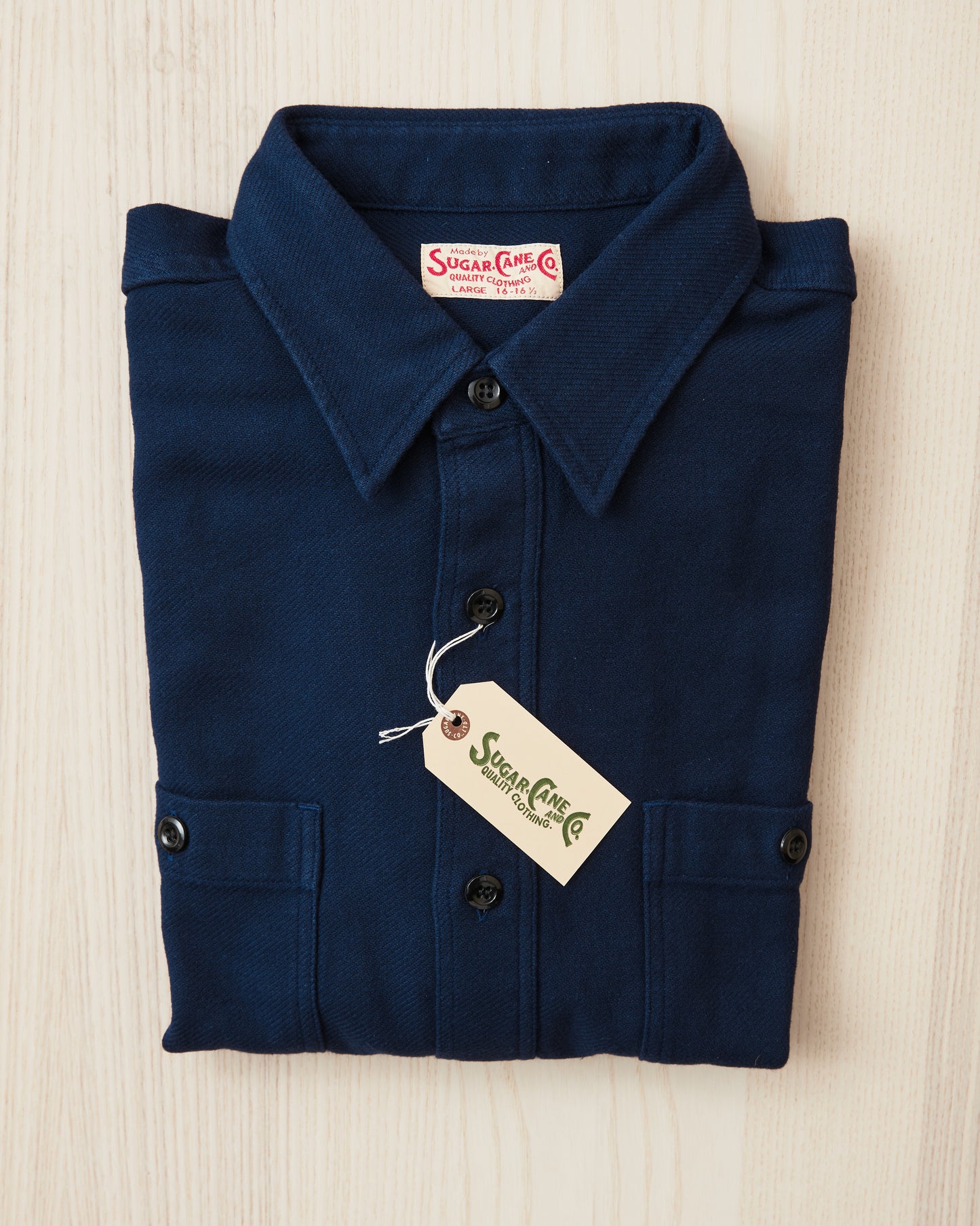 Sugar Cane & Co. Cotton Twill Work Shirt Navy SC29560
