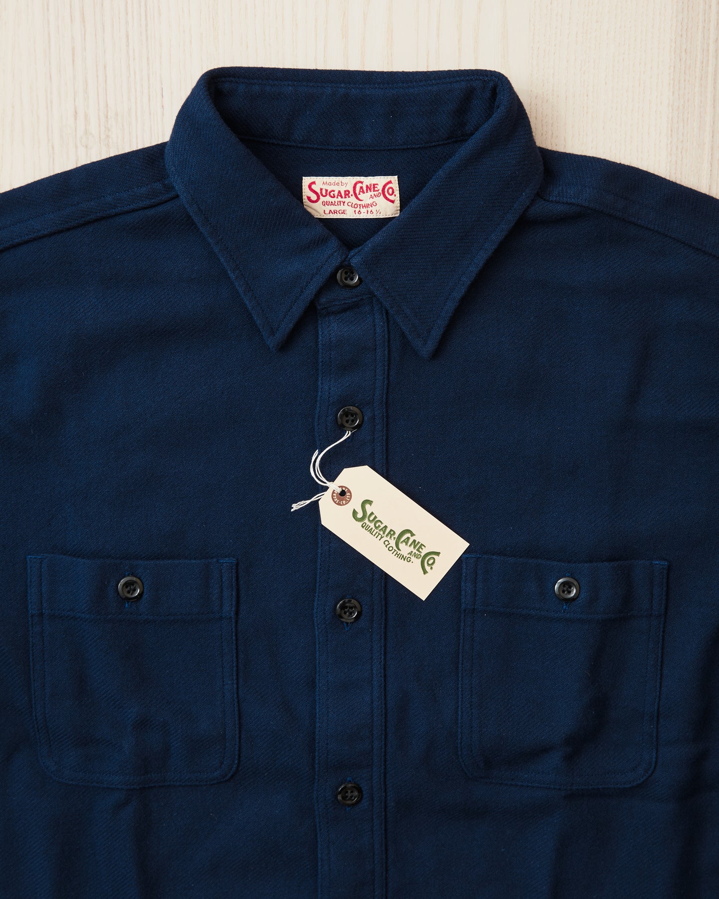 Sugar Cane & Co. Cotton Twill Work Shirt Navy SC29560
