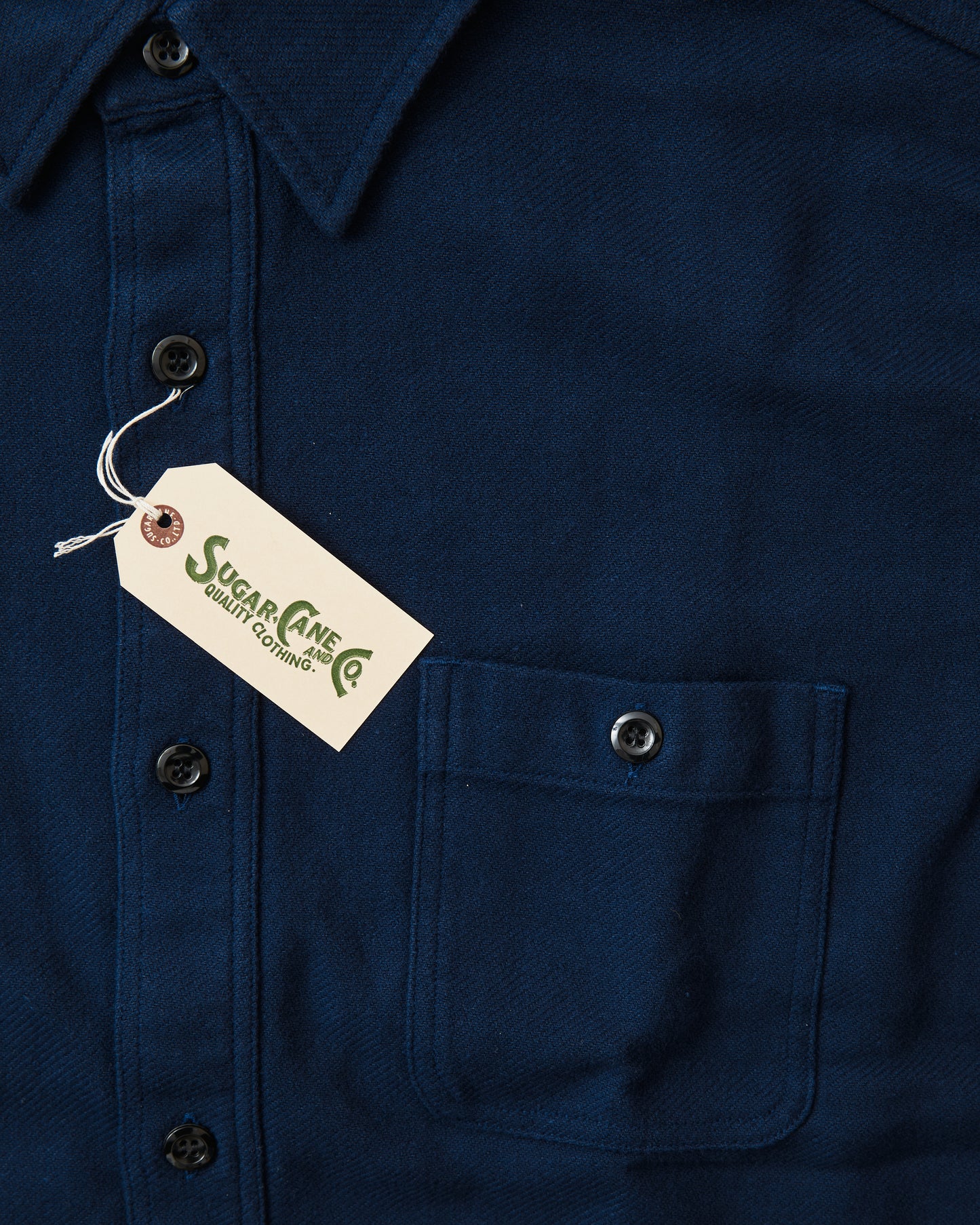 Sugar Cane & Co. Cotton Twill Work Shirt Navy SC29560