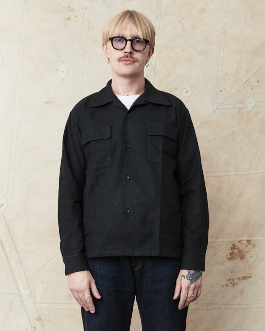 Style Eyes Mid 1950s Style Flannel Sports Shirt “Plain” Black SE29577