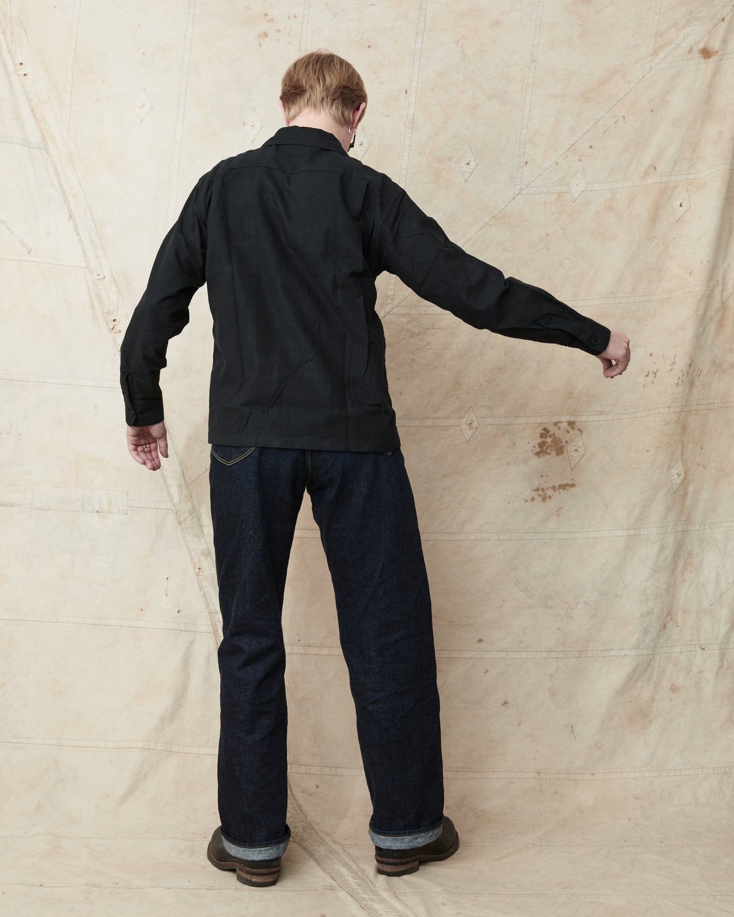 Style Eyes Mid 1950s Style Flannel Sports Shirt “Plain” Black SE29577