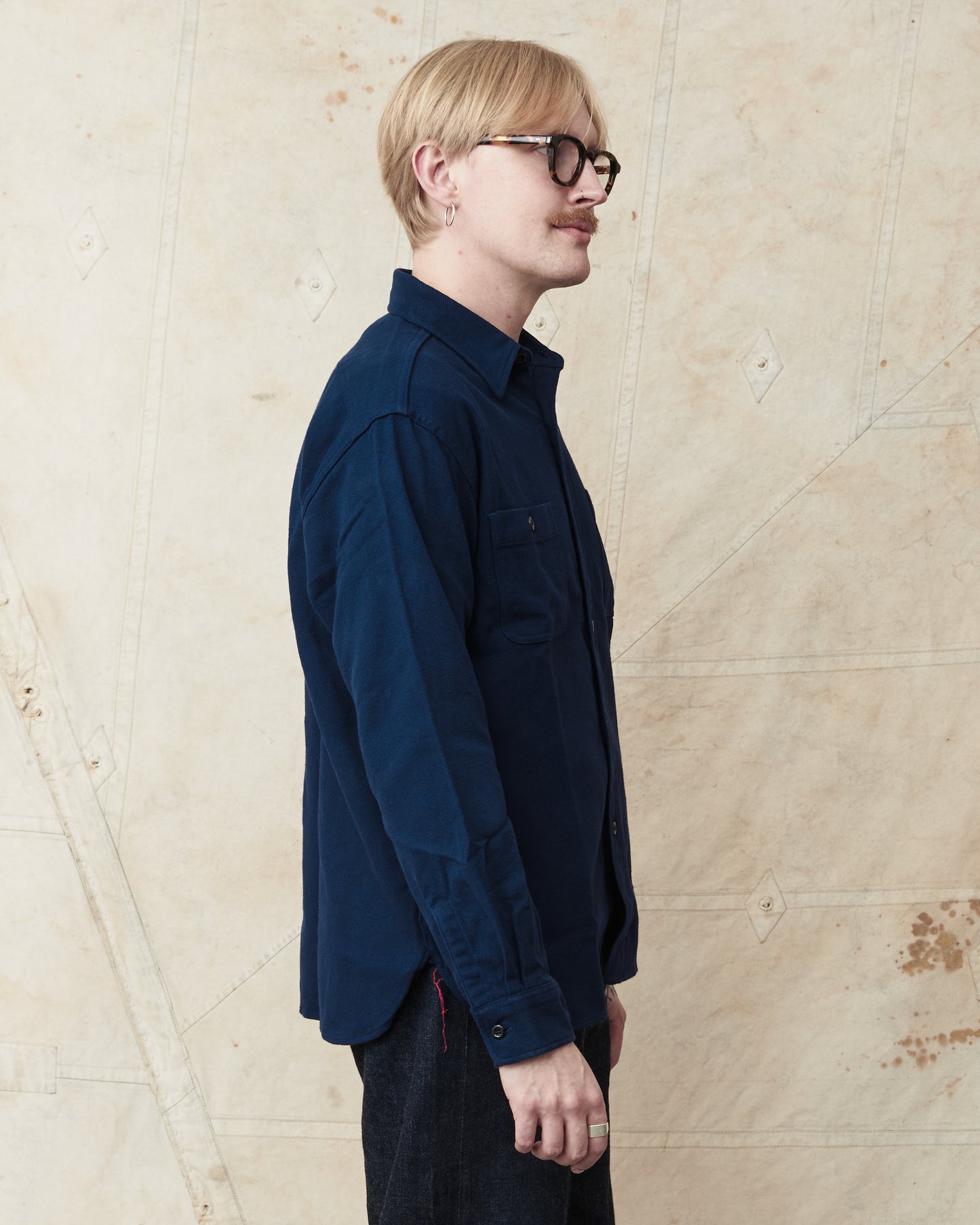 Sugar Cane & Co. Cotton Twill Work Shirt Navy SC29560