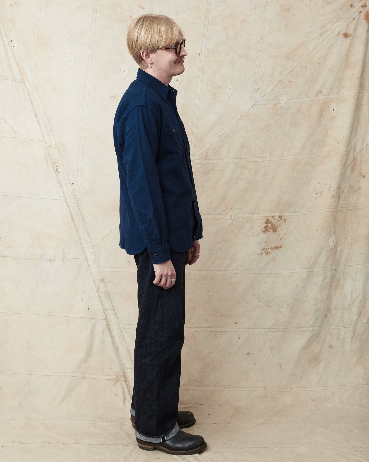 Sugar Cane & Co. Cotton Twill Work Shirt Navy SC29560