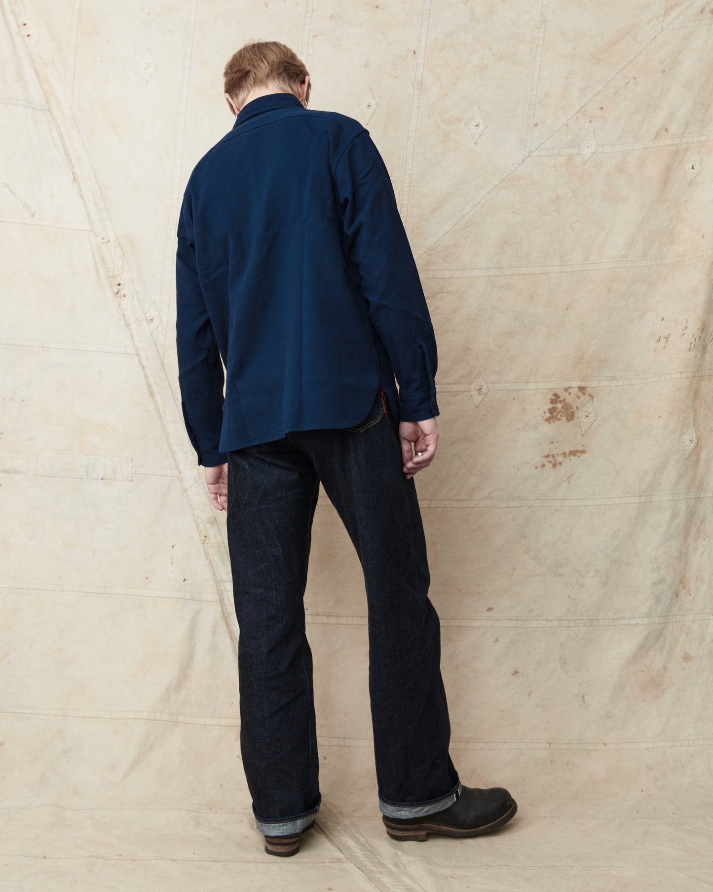 Sugar Cane & Co. Cotton Twill Work Shirt Navy SC29560