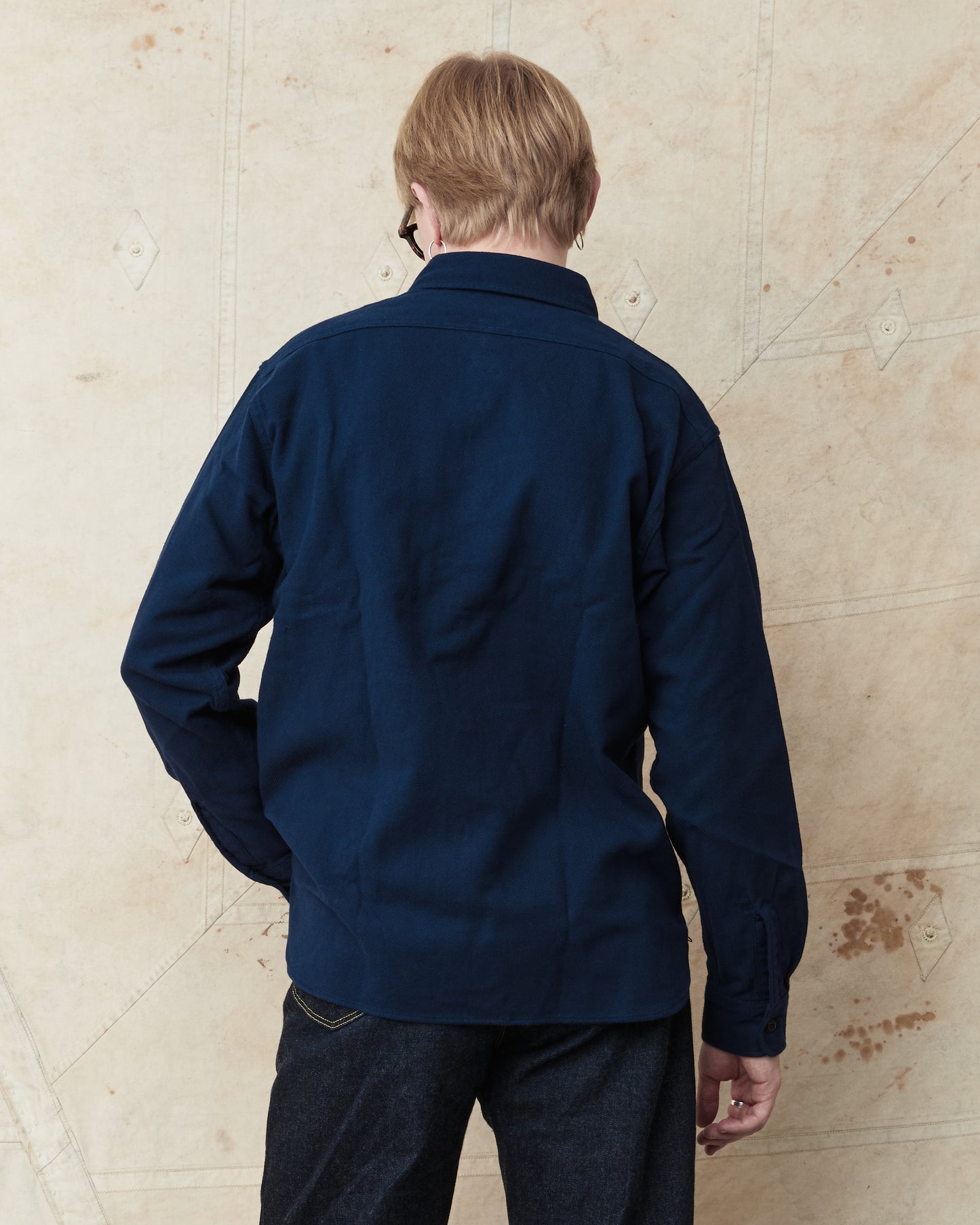 Sugar Cane & Co. Cotton Twill Work Shirt Navy SC29560