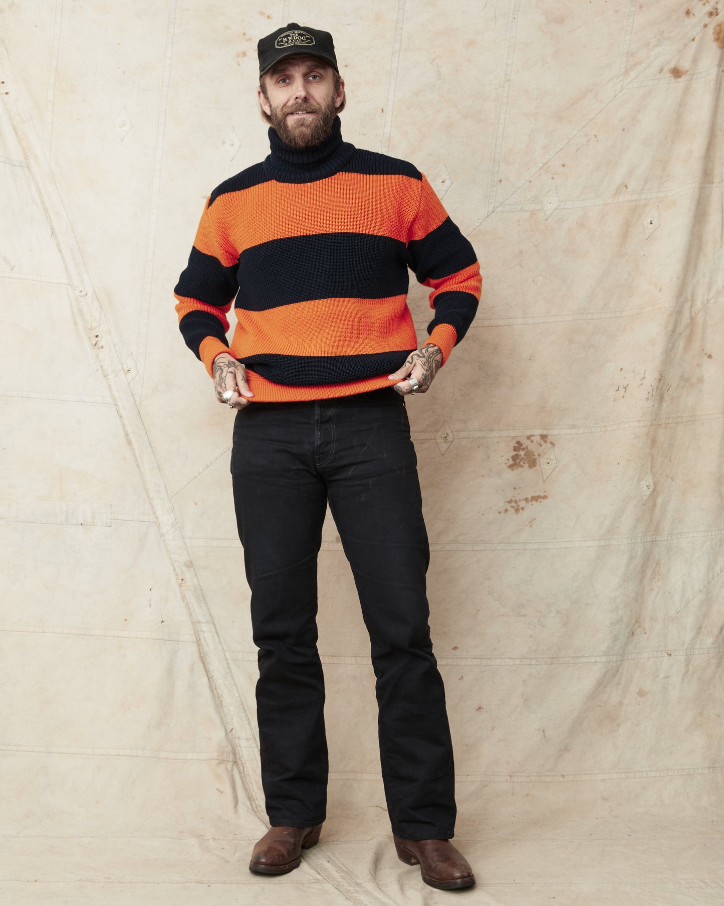 Heimat Signal Rollneck Wool Rescue Orange / Ink - Rugby