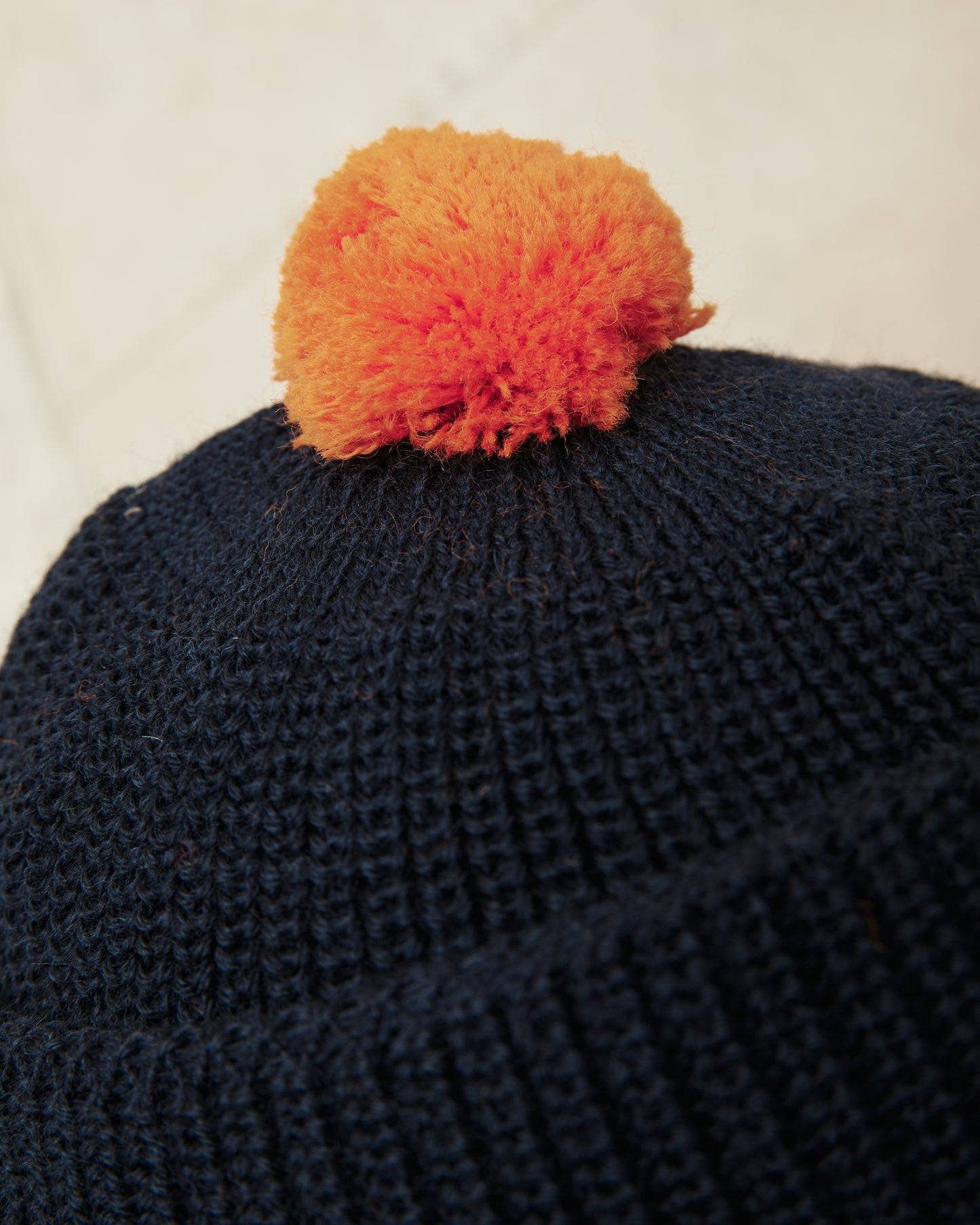 Heimat Mechanics Bobble Wool Hat Ink (Navy) / Rescue Orange