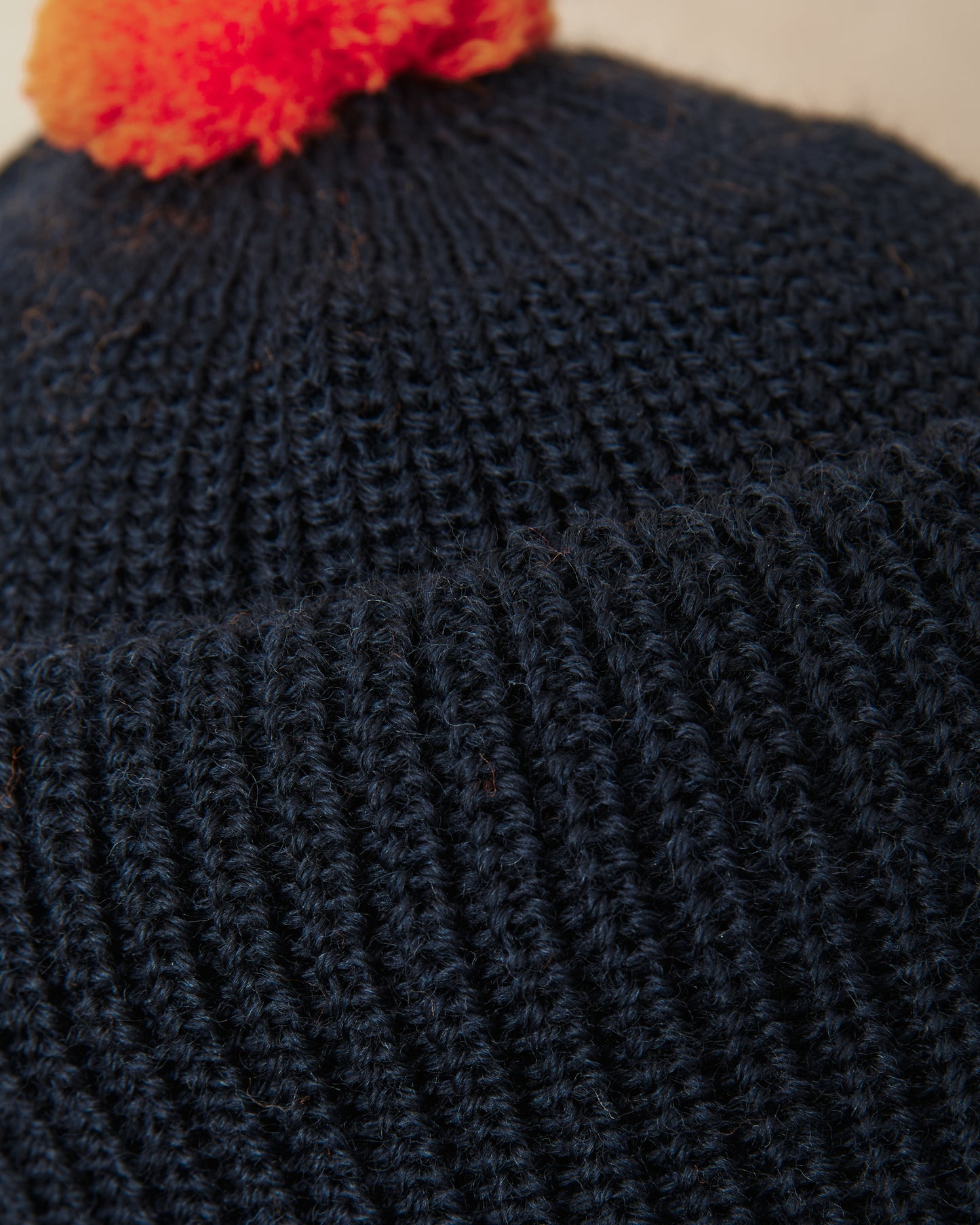 Heimat Mechanics Bobble Wool Hat Ink (Navy) / Rescue Orange