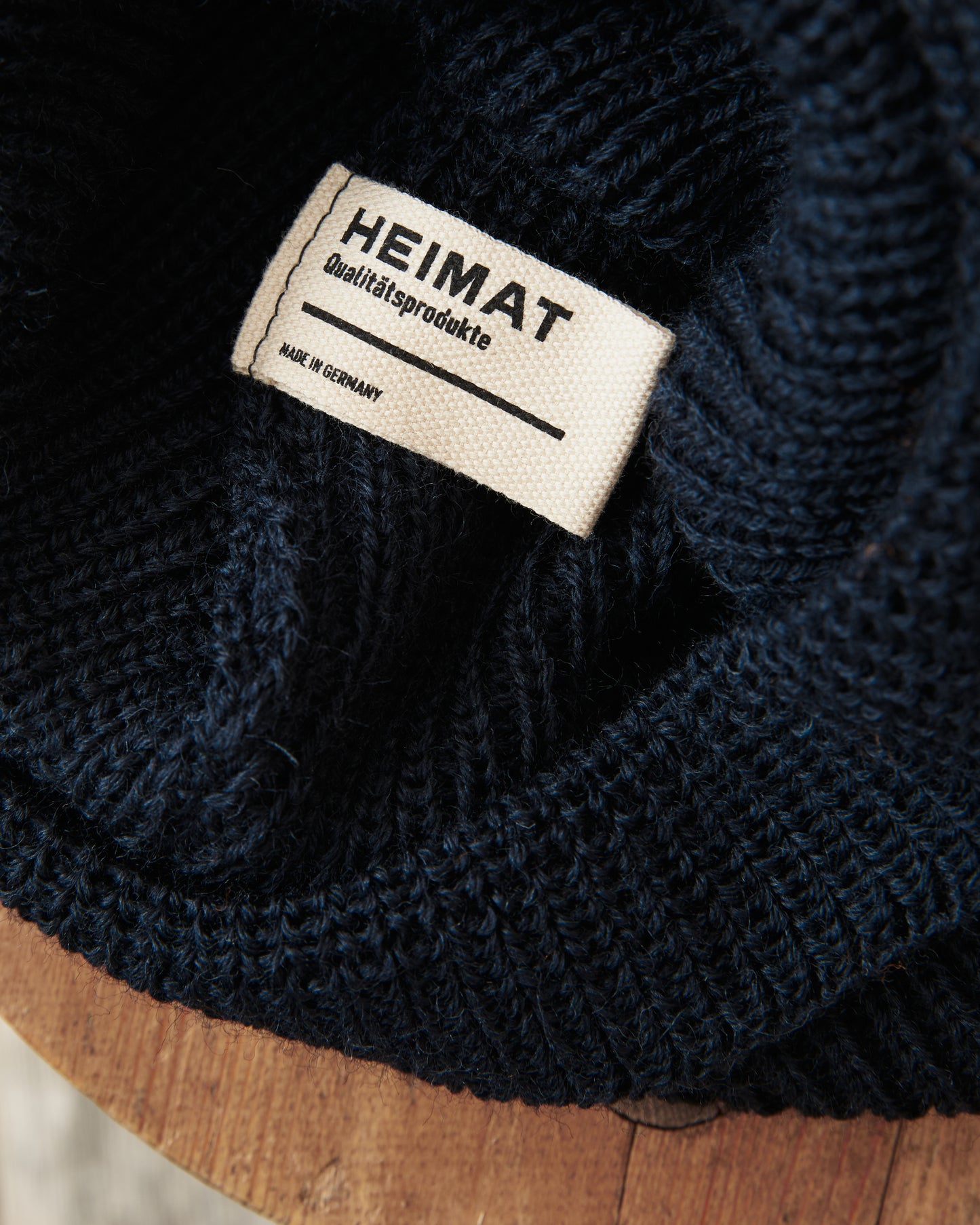Heimat Mechanics Bobble Wool Hat Ink (Navy) / Rescue Orange