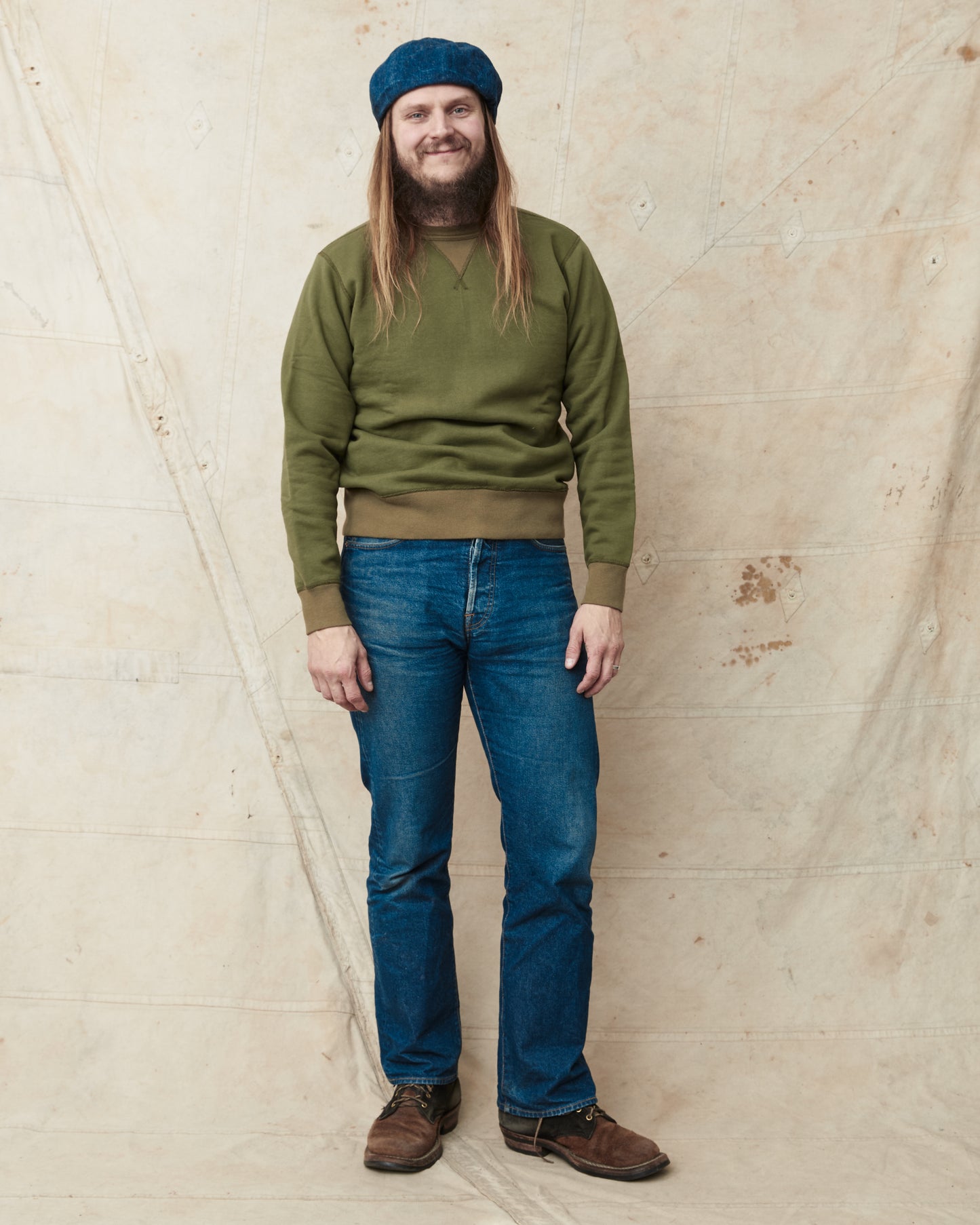 Buzz Rickson's Loopwheel Sweatshirt 4-Needle Olive BR65622