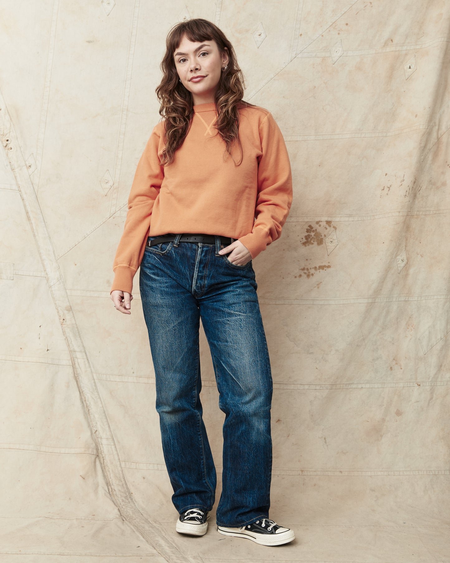 Buzz Rickson's Loopwheel Sweatshirt 4-Needle Orange BR65622
