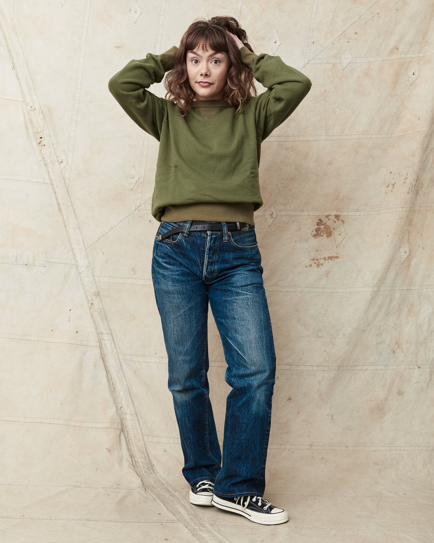 Buzz Rickson's Loopwheel Sweatshirt 4-Needle Olive BR65622