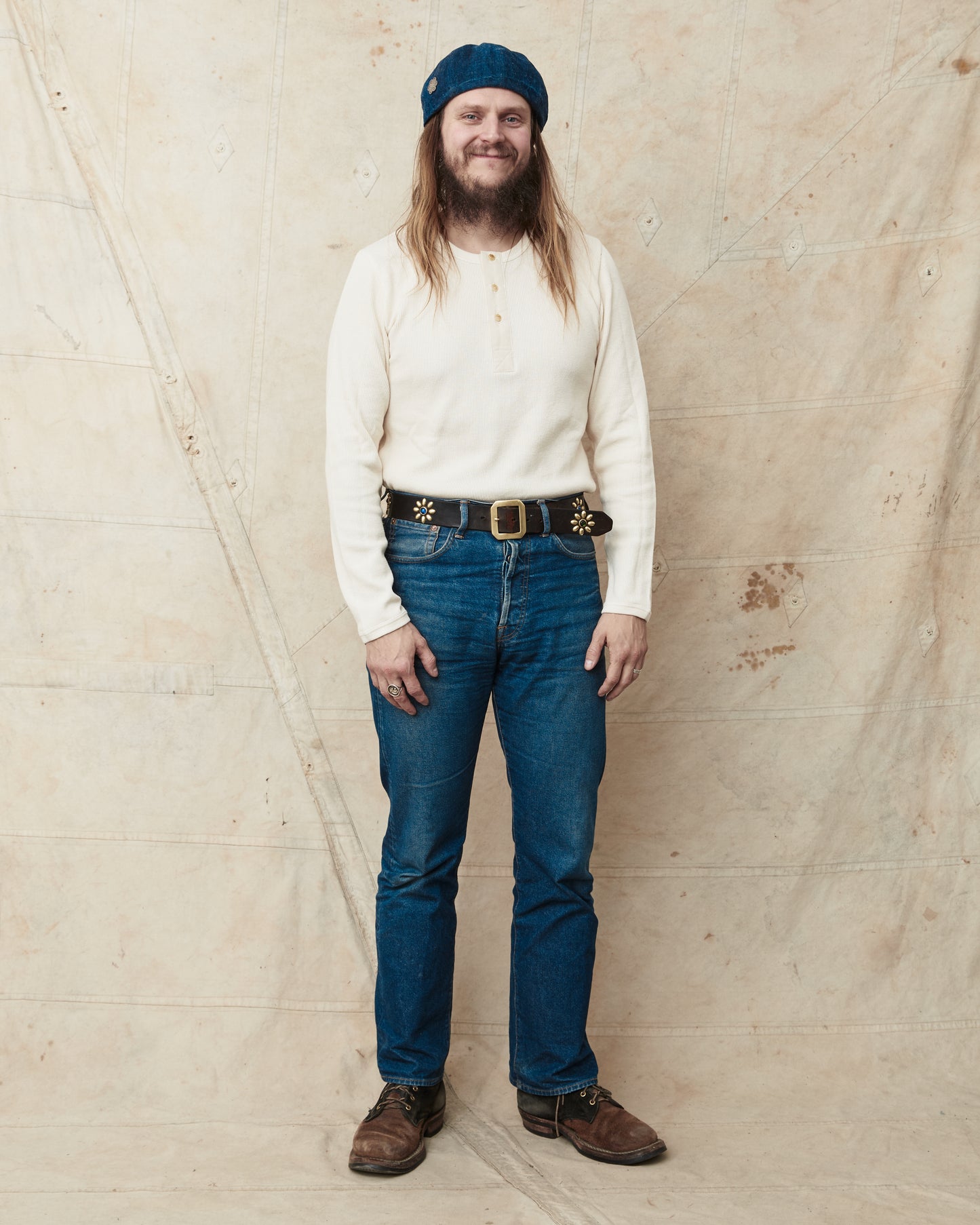 Hermansson Long Sleeve Ribbed Cotton Henley Shirt