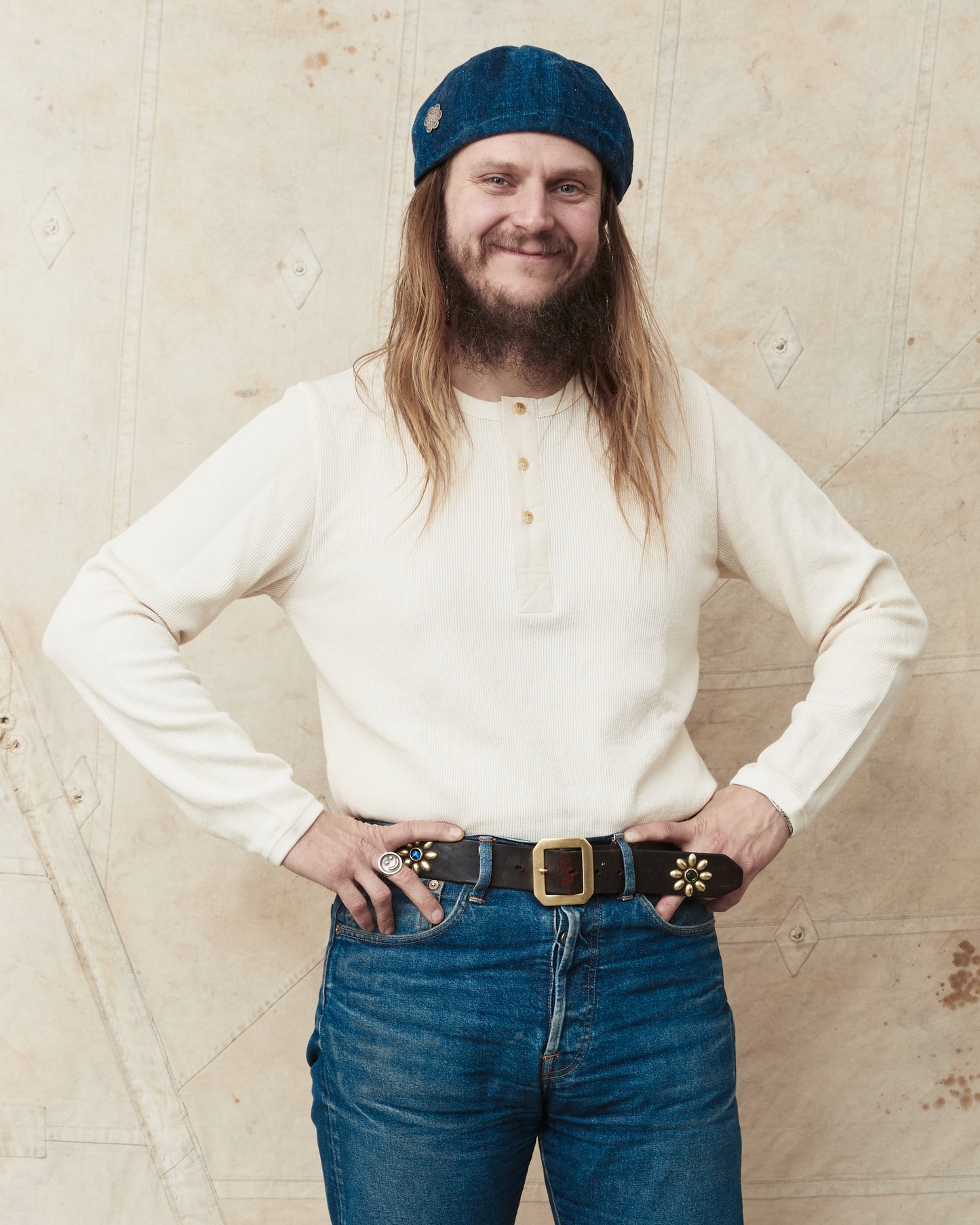 Hermansson Long Sleeve Ribbed Cotton Henley Shirt